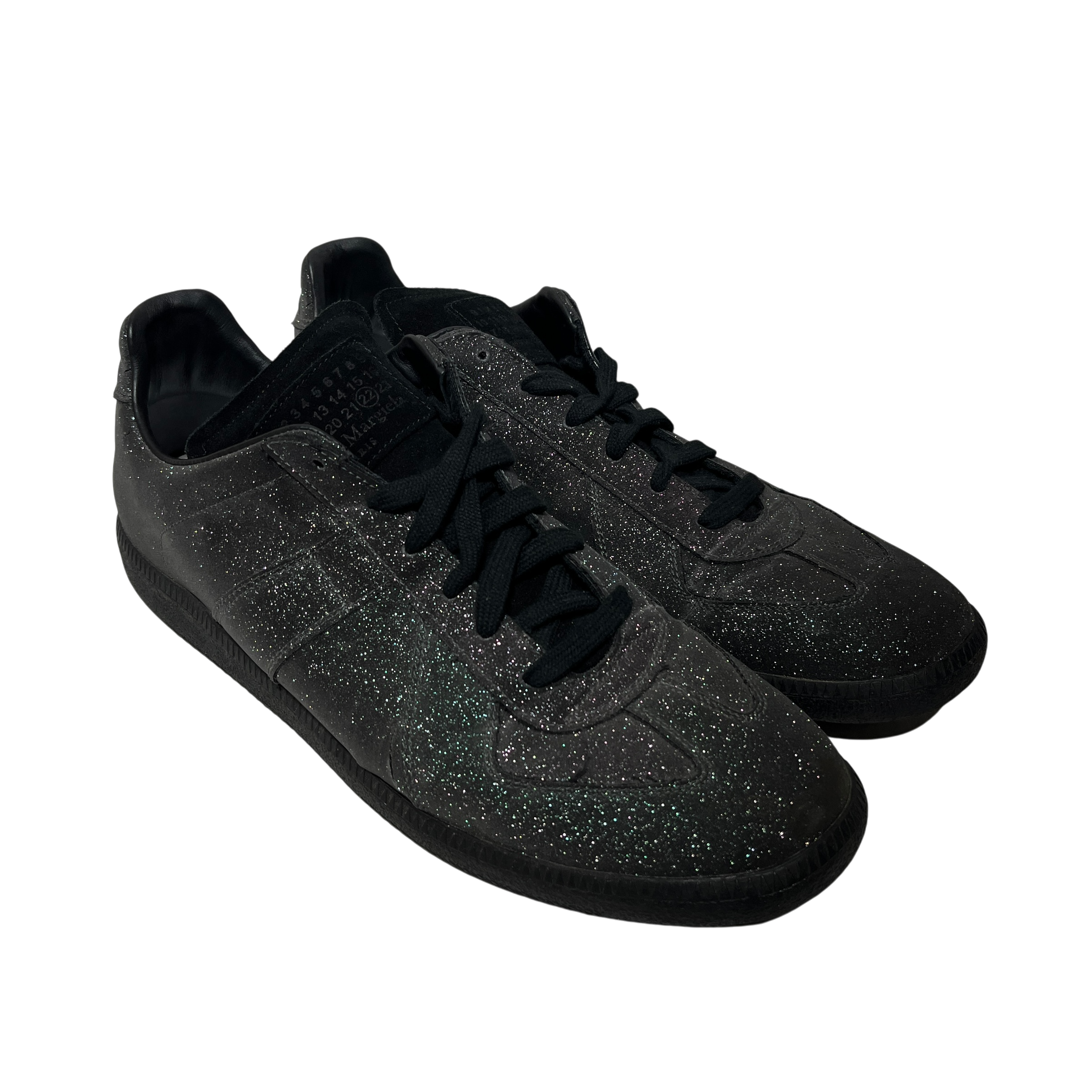 Maison Margiela/Low-Sneakers/EU 46/Leather/BLK/glitter gat view 1