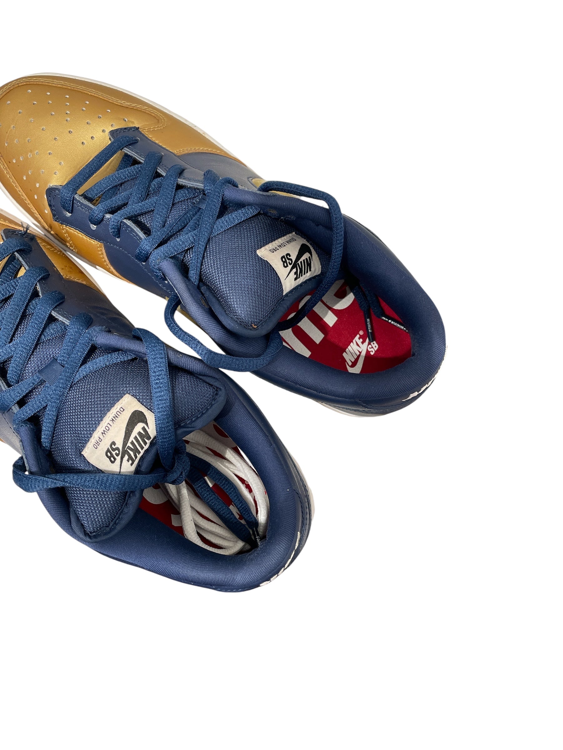 NIKE/Supreme/Low-Sneakers/US 11.5/Leather/MLT/NVY GLD JEWEL SWOOSH DUNKS view 3