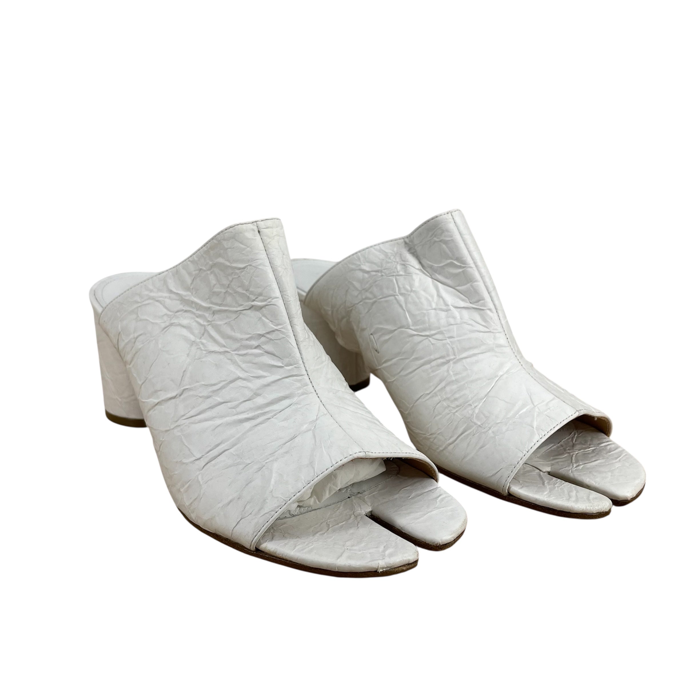 Maison Margiela/Heels/EU 41/Leather/WHT/CRINKLE LEATHER TABI OPEN TOE view 1