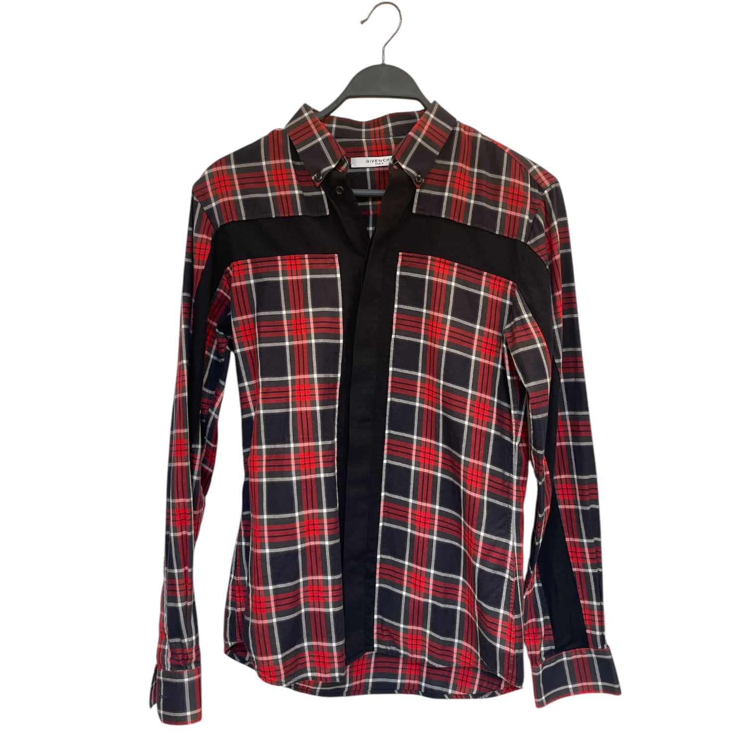 GIVENCHY/LS Shirt/38/Cotton/RED/Stripe/cross plaid shirt/blk view 1