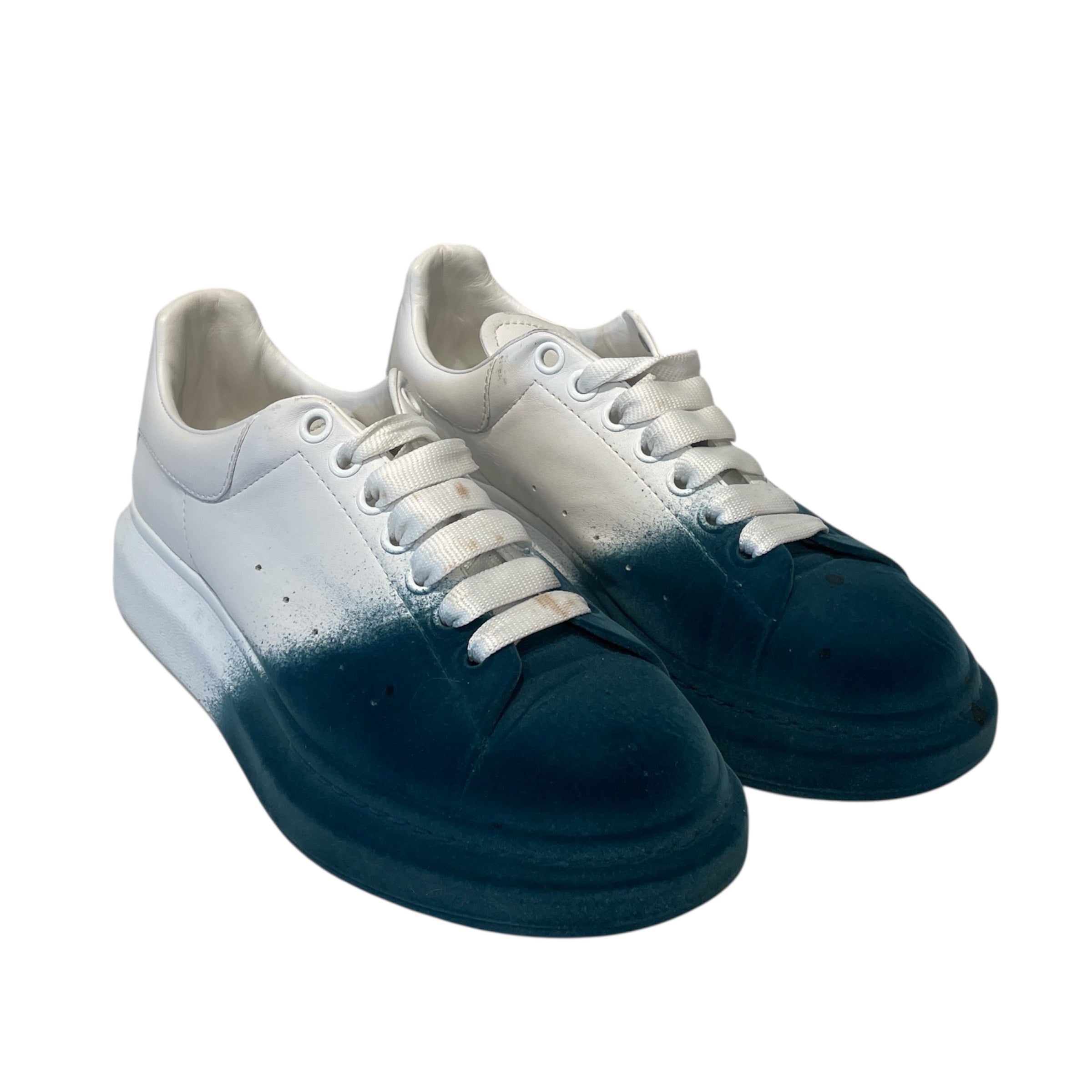 Alexander McQueen/Low-Sneakers/EU 41/Leather/WHT/blue velour dip view 1