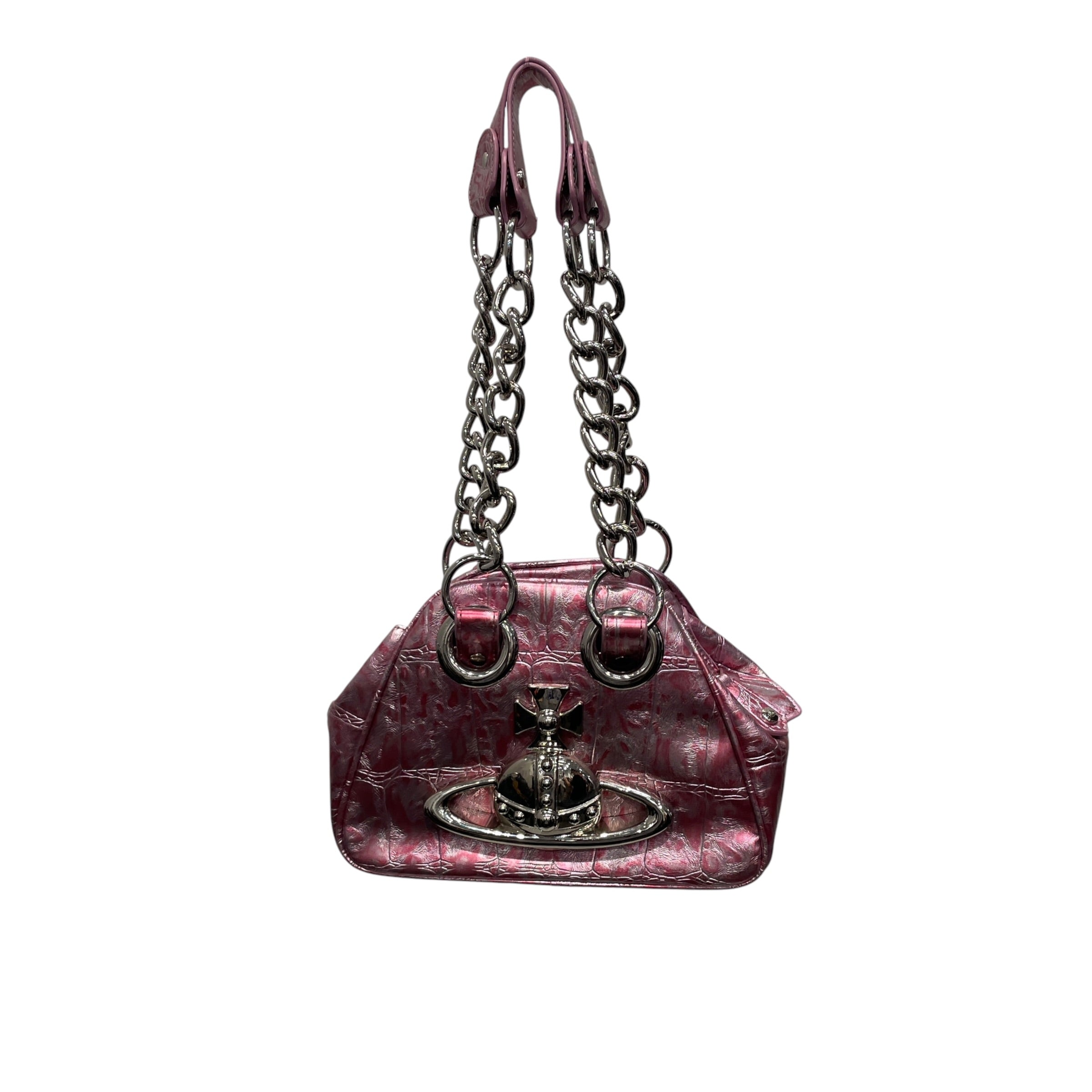 Vivienne Westwood/Bag/Faux Leather/PNK/VW YASMINE SHLDR BAG CROC LOGO view 1
