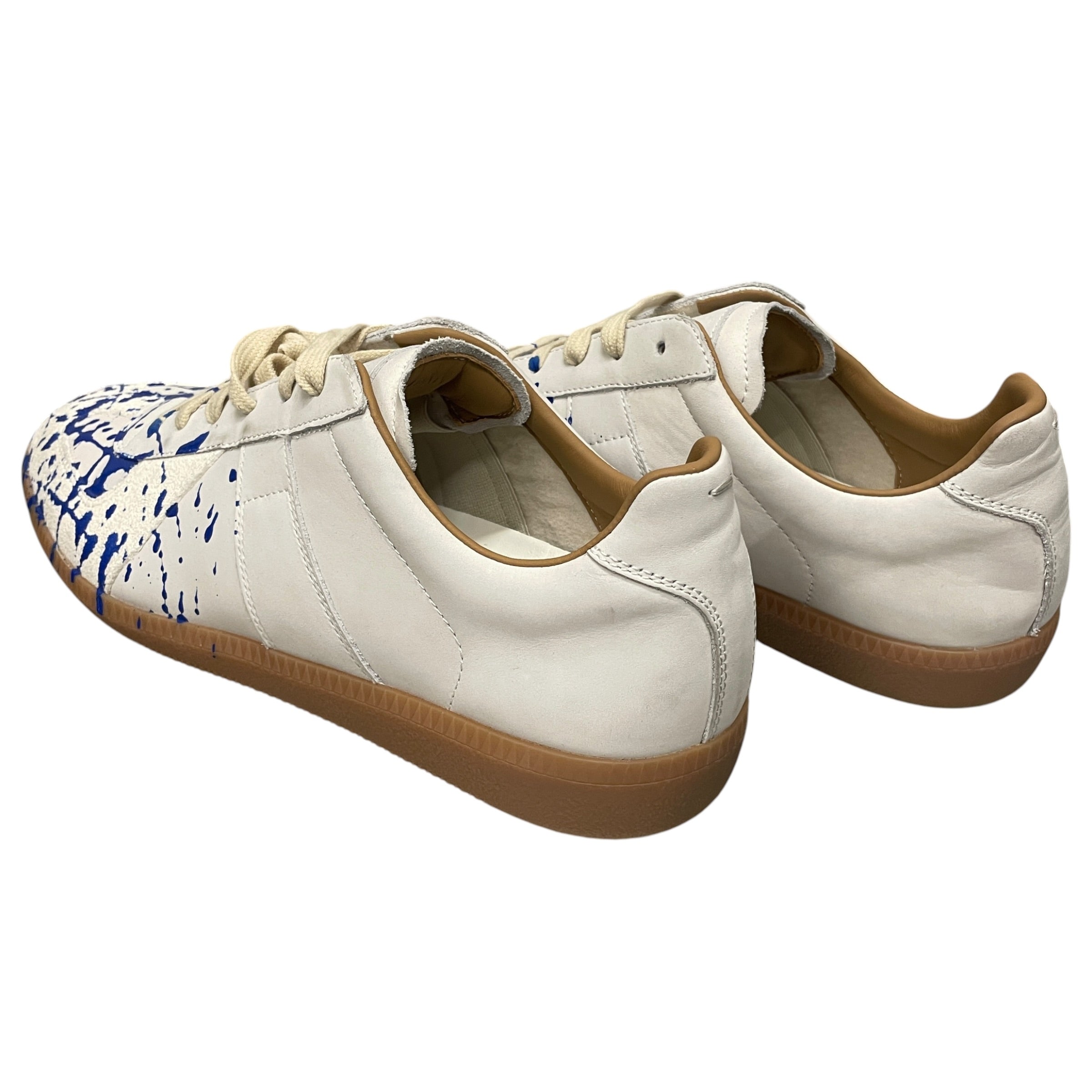 Maison Margiela/Low-Sneakers/EU 45/Leather/WHT/BLUE PAINT SPLATTER GAT view 2