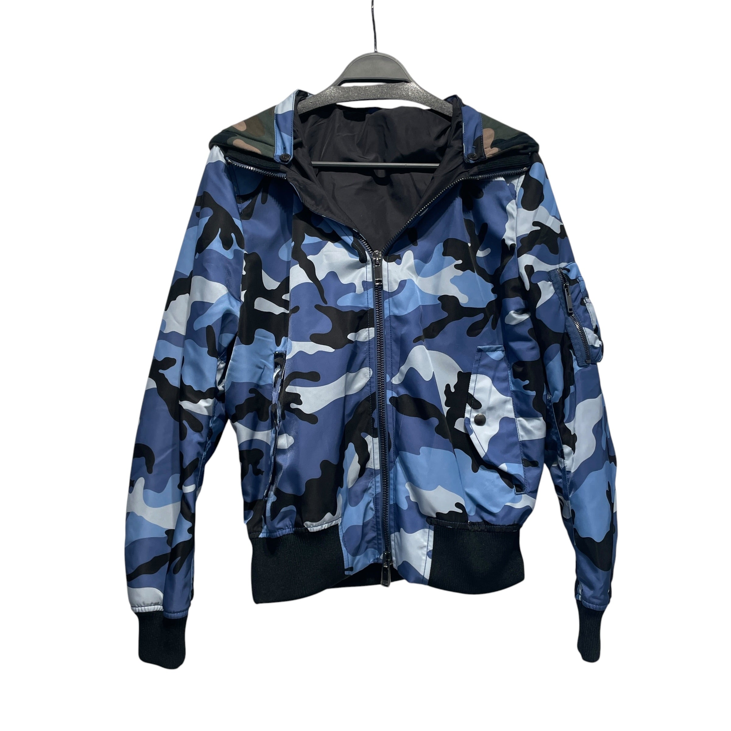 VALENTINO/Flight Jkt/42/Polyester/BLU/Camouflage/BLUE AND GREEN CAMO view 1
