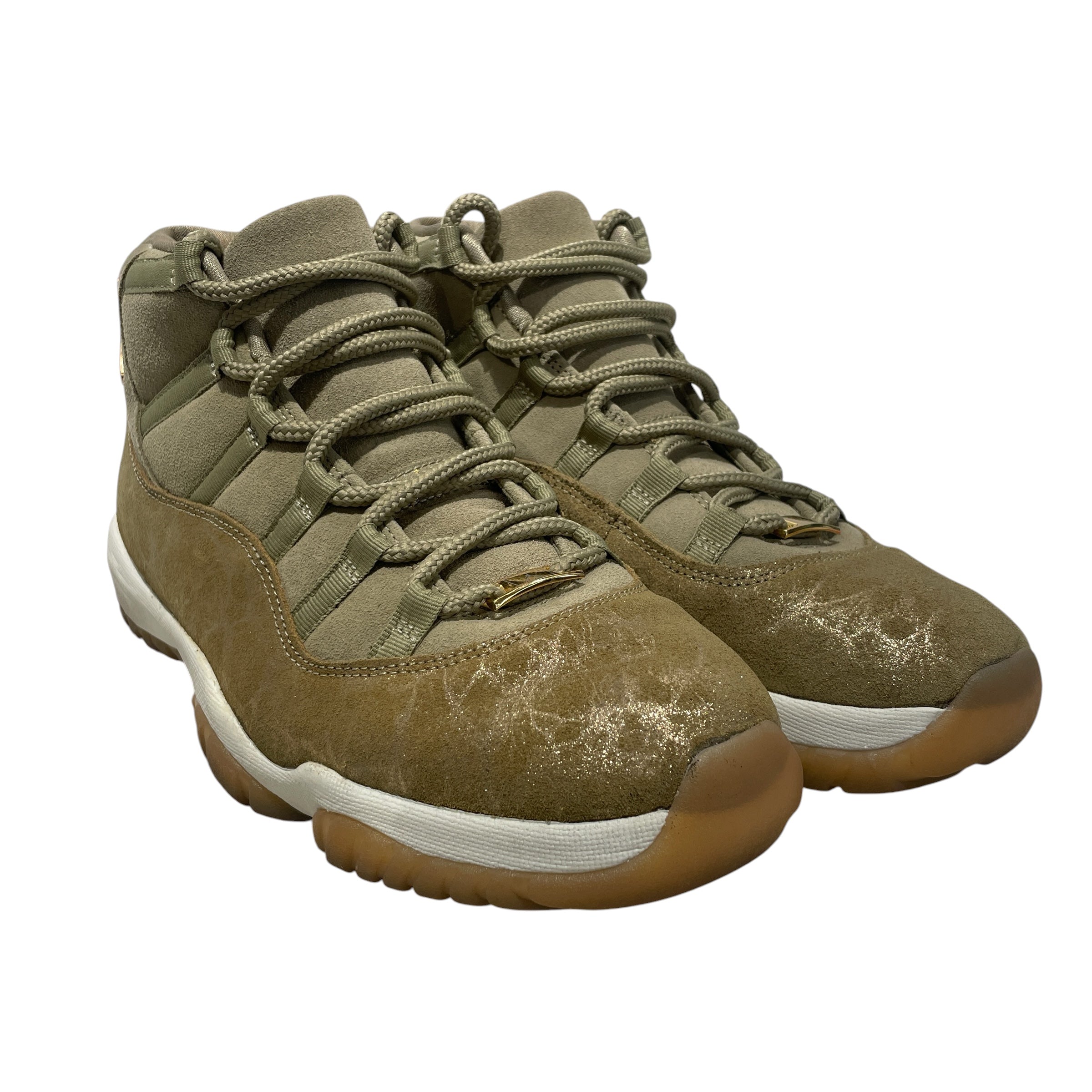 JORDAN BRAND/Hi-Sneakers/US 12/Glitter/Acrylic/KHK/11s suede gold view 1