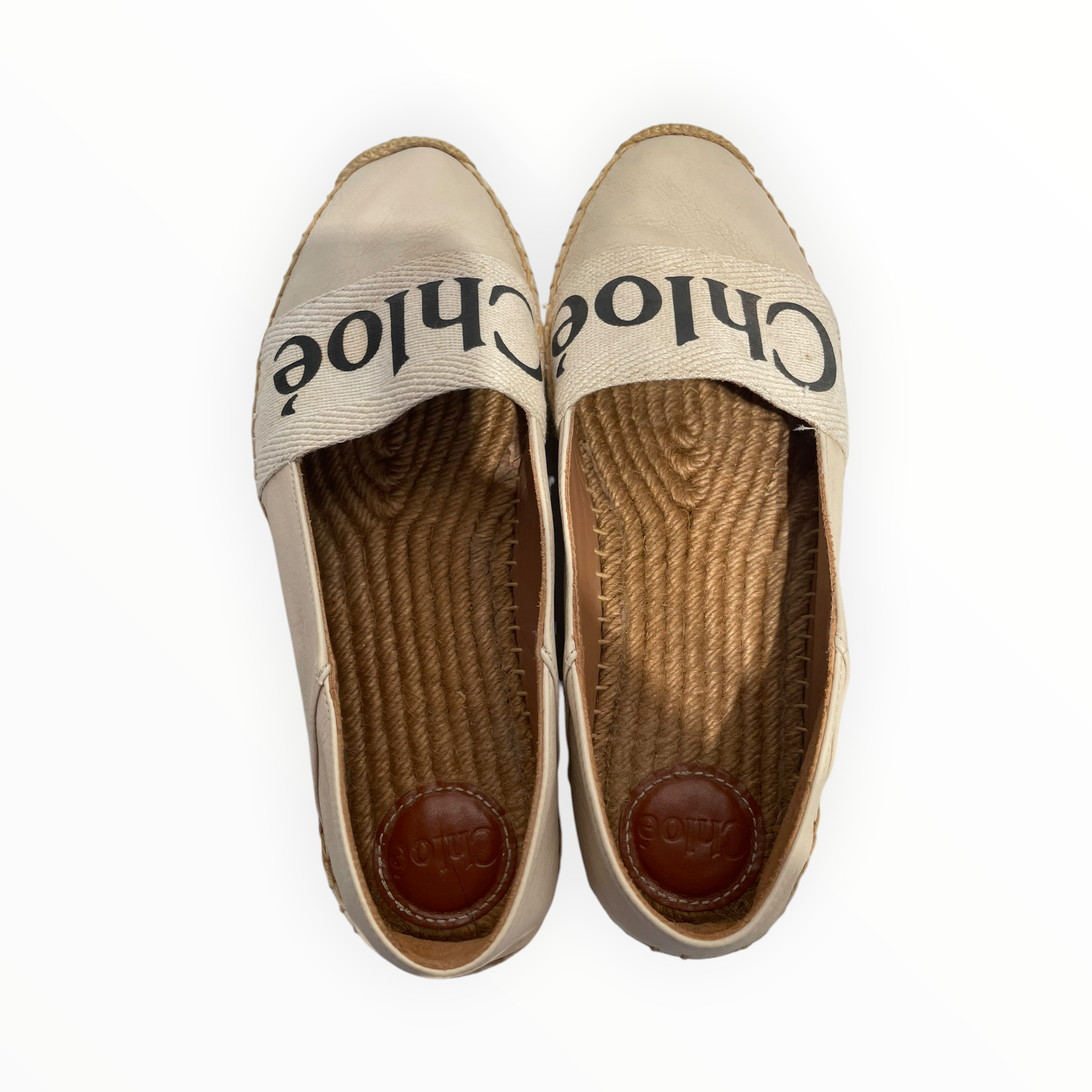 Chloe/Espadrilles/EU 37/Cotton/CRM/LARGE LOGO TEXT view 3