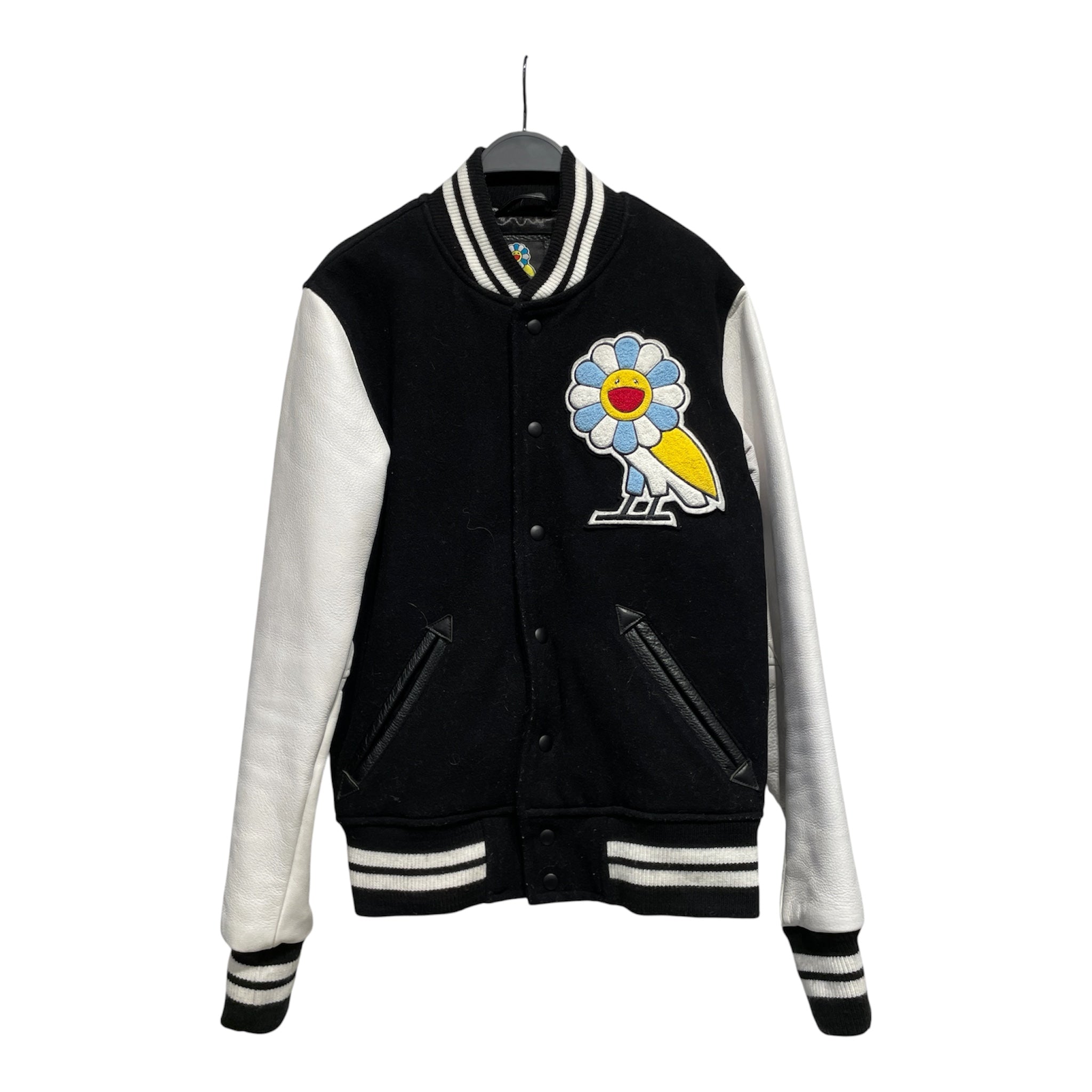 OCTOBERS VERY OWN(OVO)/Murakami.Flowers/Baseball Jkt/M/Cotton/BLK/Graphic/white sleeves view 1