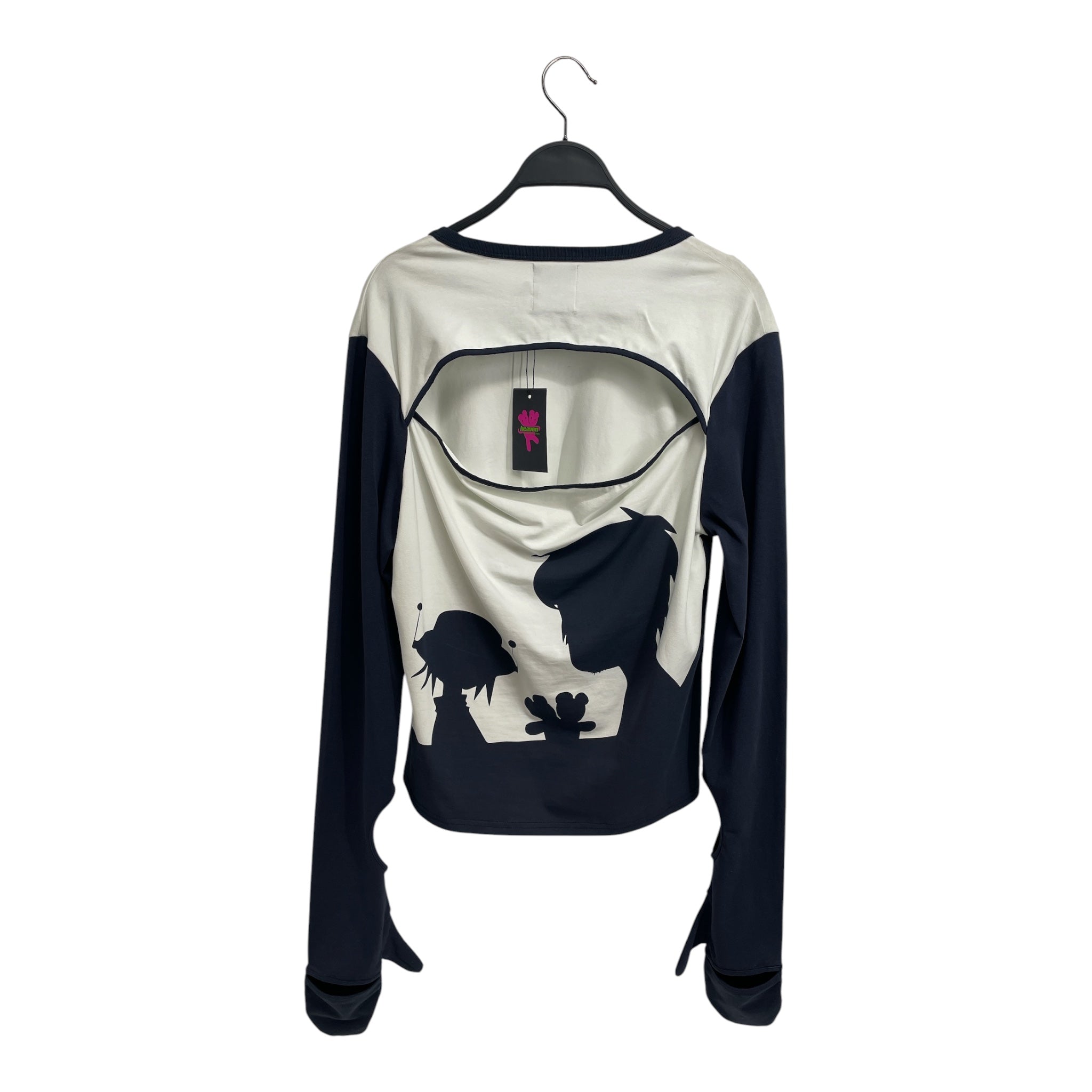 Heaven By Marc Jacobs/LS T-Shirt/XL/Graphic/Cotton/WHT/GORILLAZ\ HAND COVER\NVY view 2