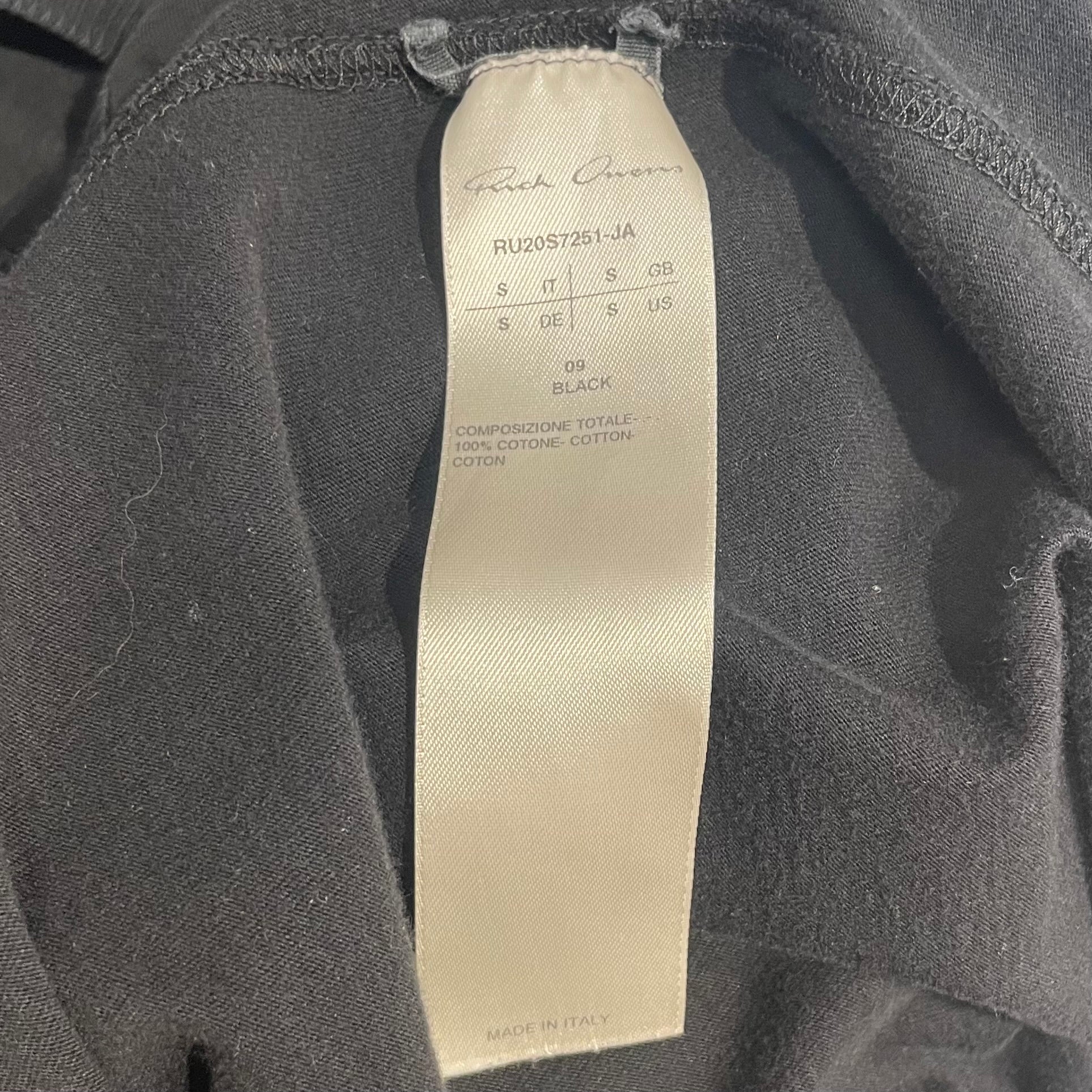 Rick Owens/T-Shirt/S/Cotton/BLK/EUARTE SS20 view 4