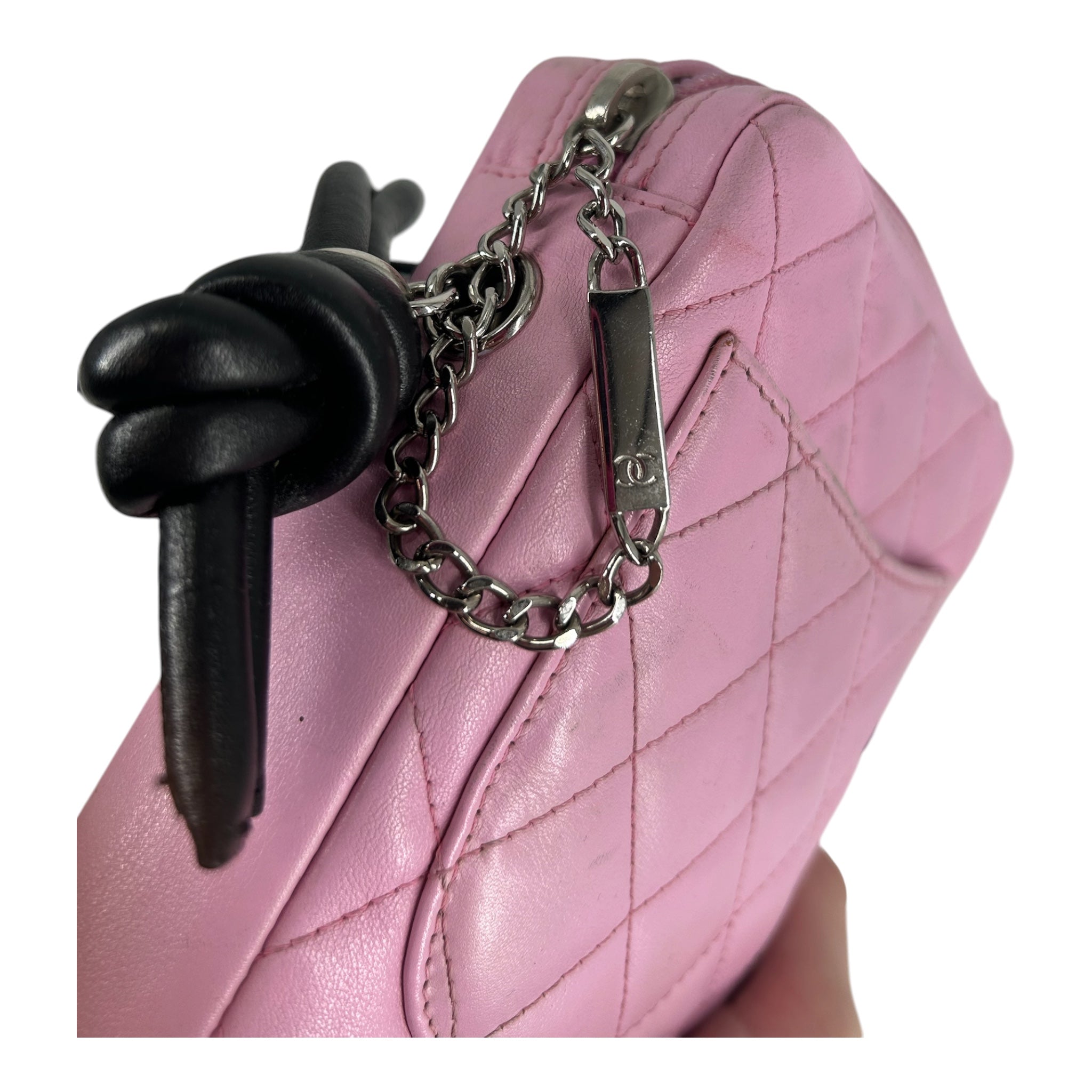 CHANEL/Cross Body Bag/Leather/PNK/CAMBON LEA KNOT HANDLE view 8