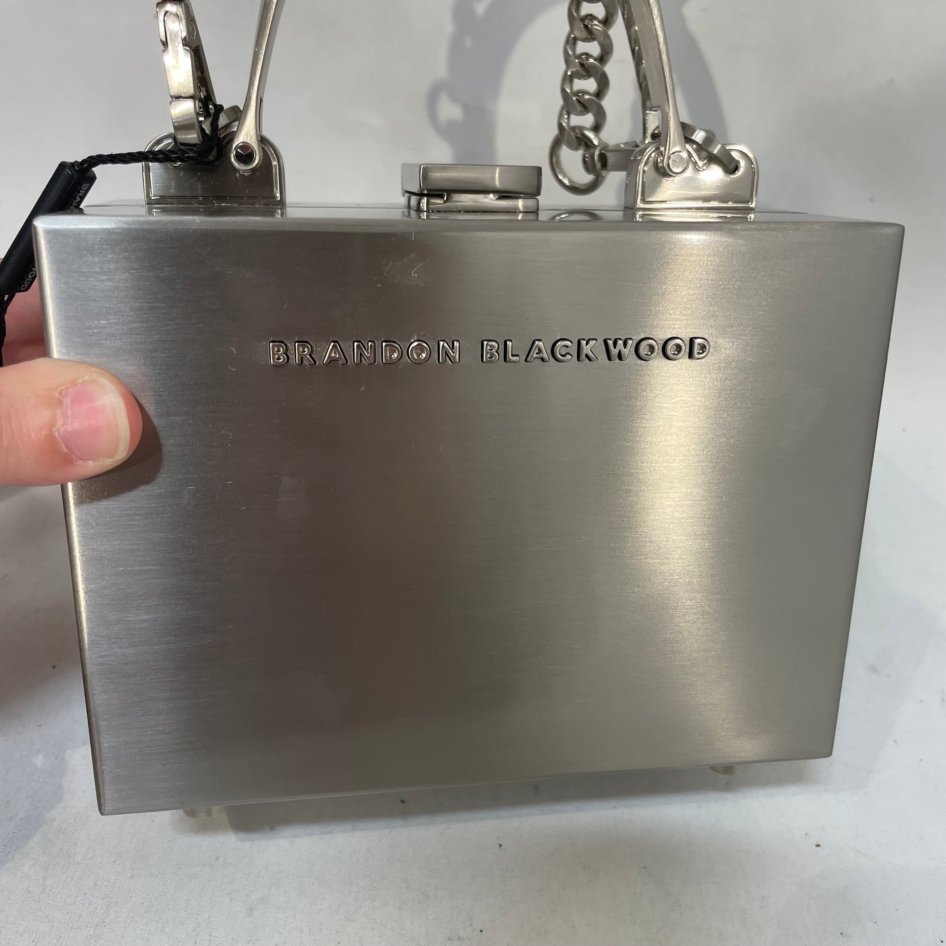 BRANDON BLACKWOOD/Clutch Bag/SLV/metal box view 3