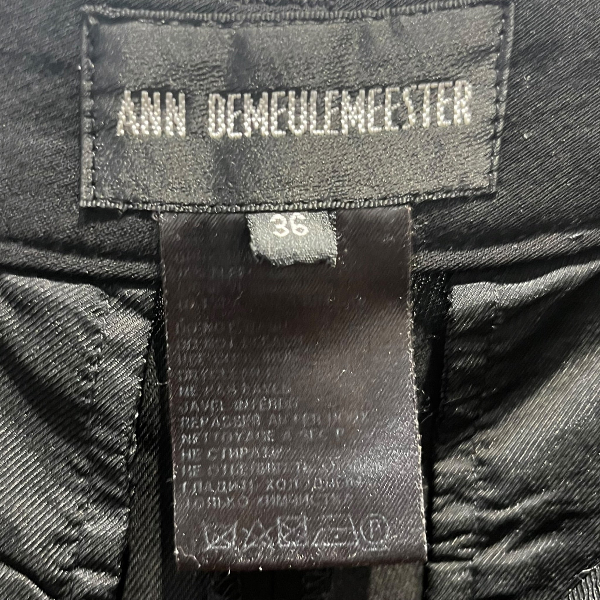 ANN DEMEULEMEESTER/Skinny Pants/6/Polyester/BLK/Slit Tappered view 3