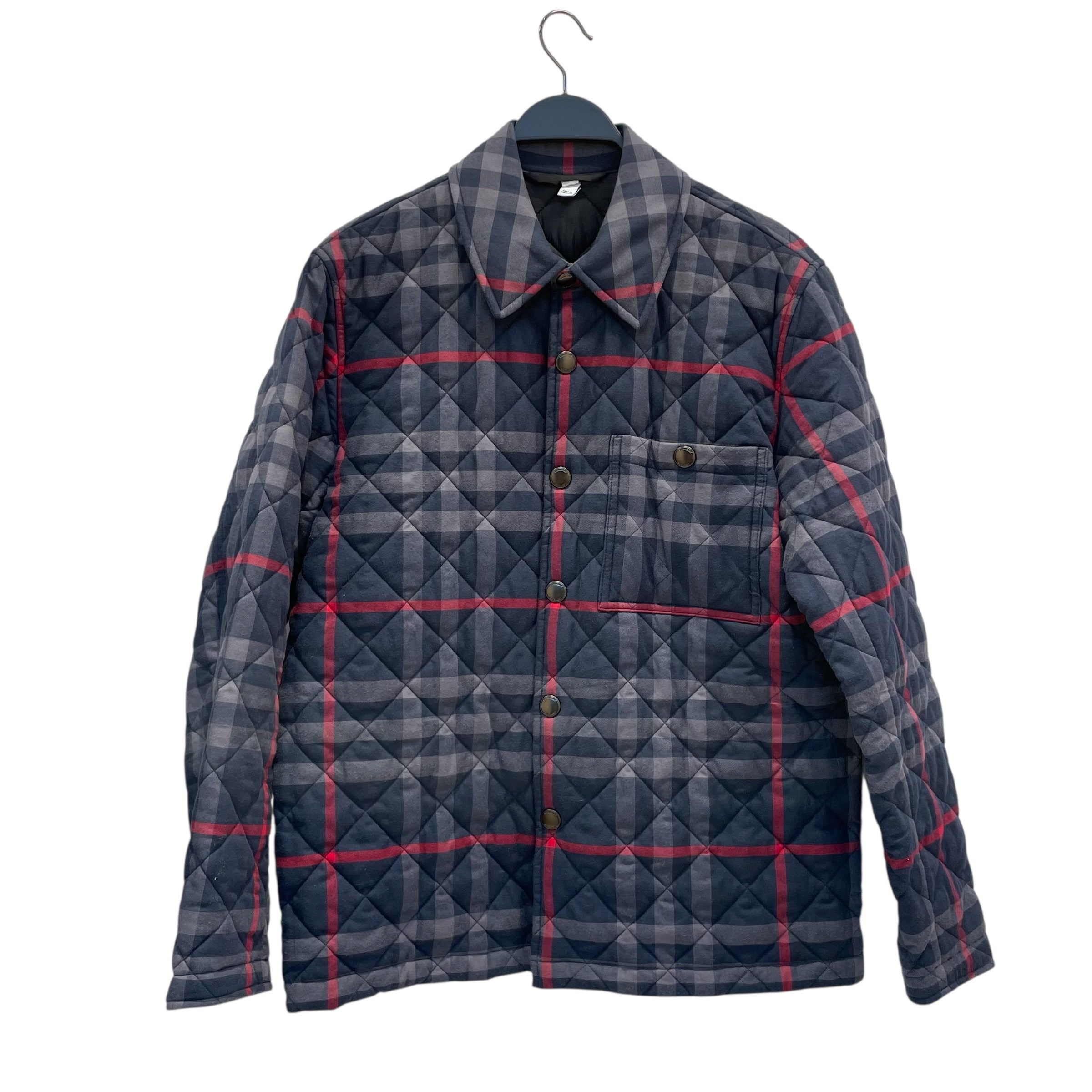 BURBERRY/Quilted Jkt/XS/Cotton/NVY/Plaid/navy/red/ black lining view 1