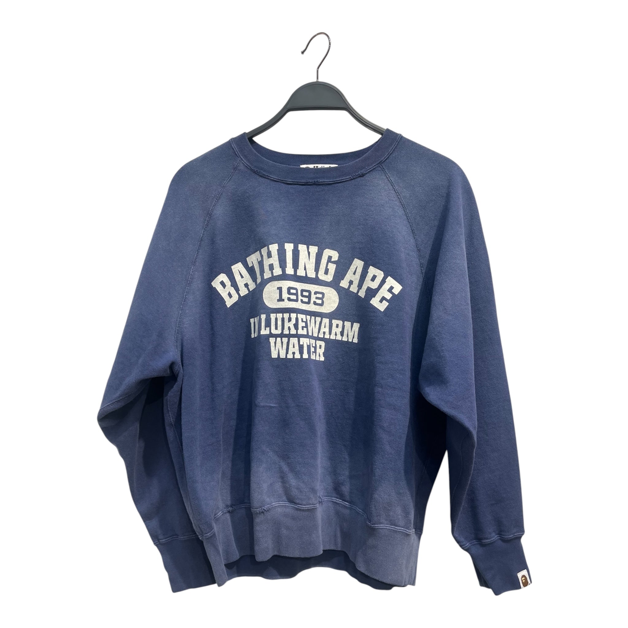 A BATHING APE/Sweatshirt/M/Cotton/NVY/luke warm word graphic view 1
