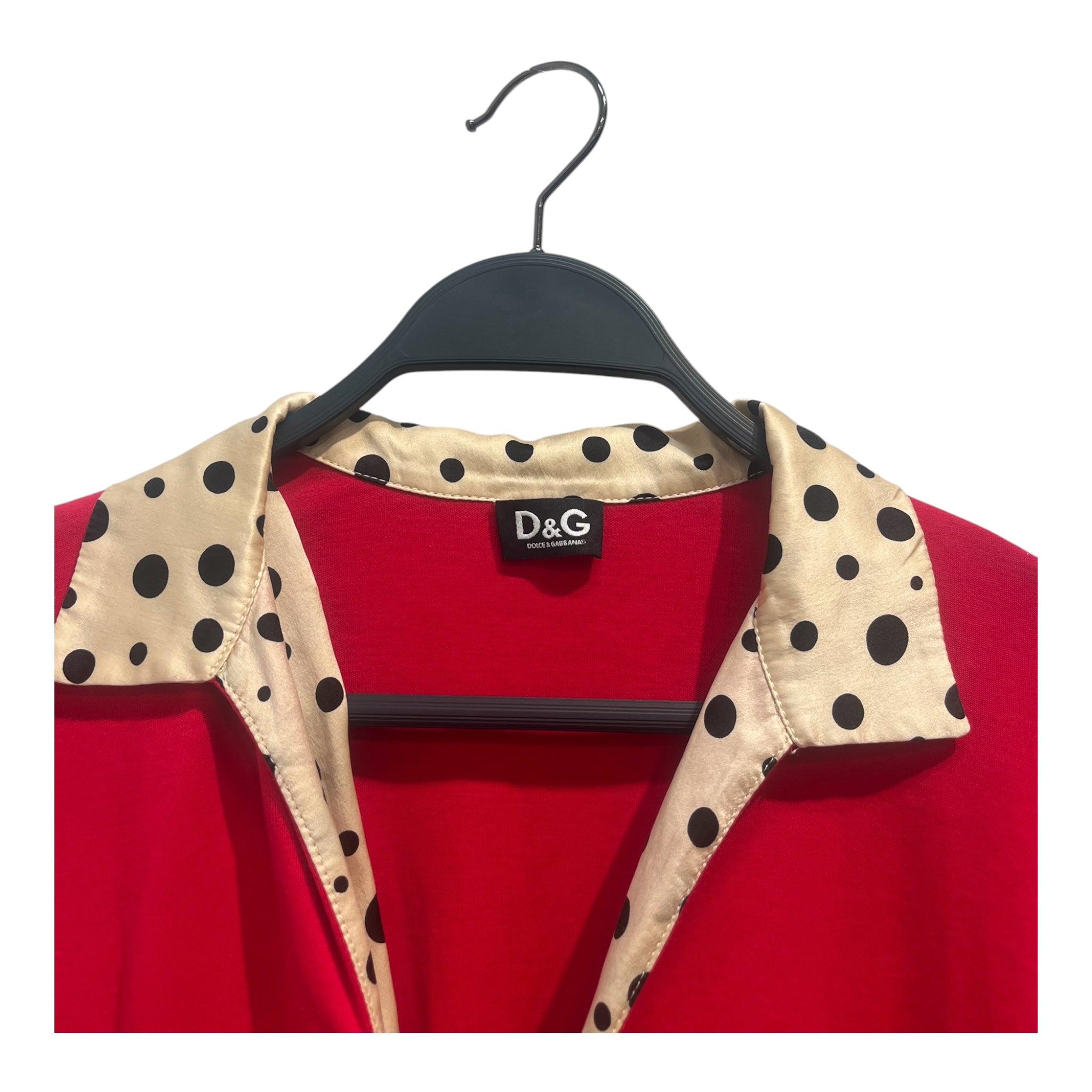 D&G/SS Blouse/XS/Cotton/RED/poka dot neck view 3