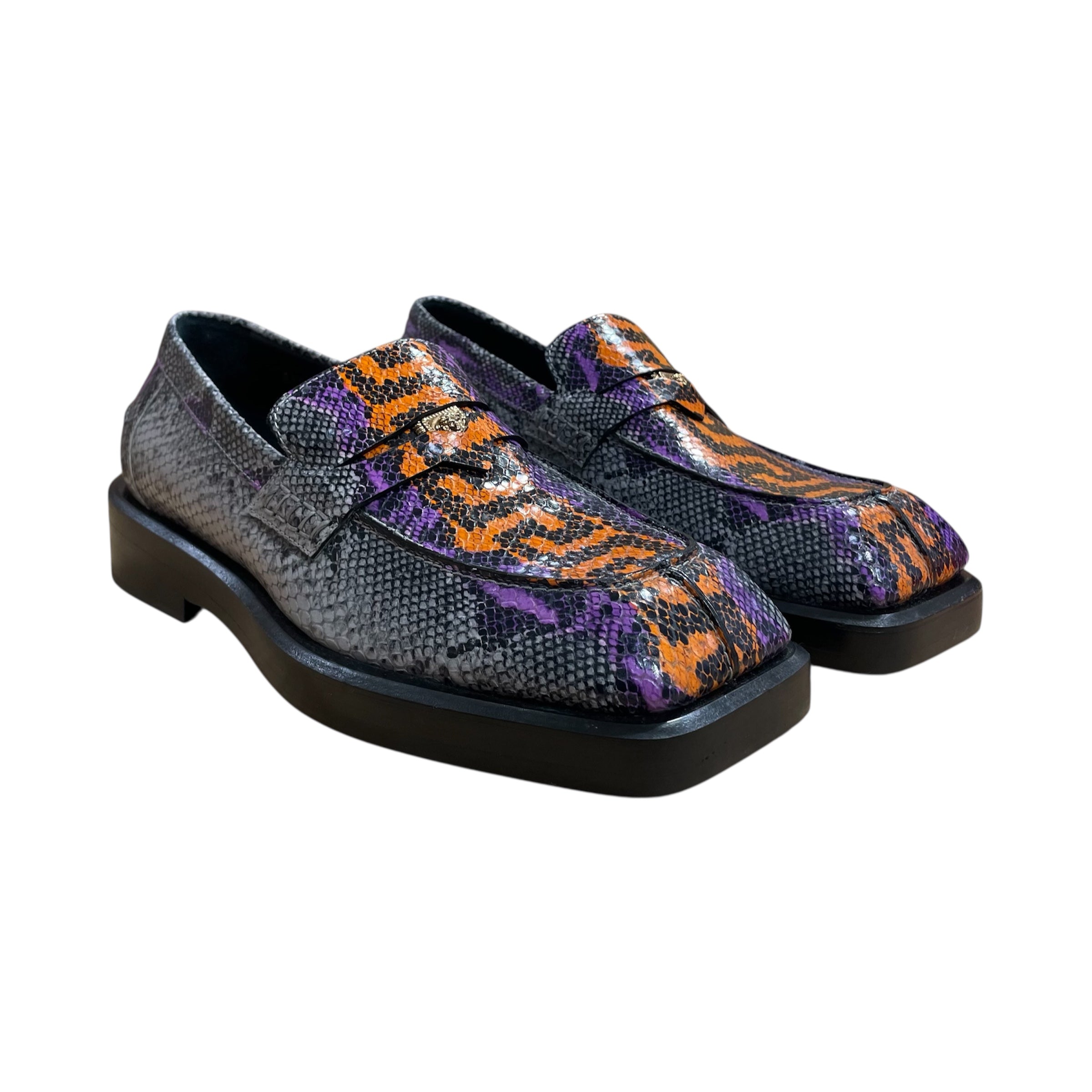 VERSACE/Dress Shoes/EU 41/Animal Pattern/Leather/GRY/phython embossed loafers view 1
