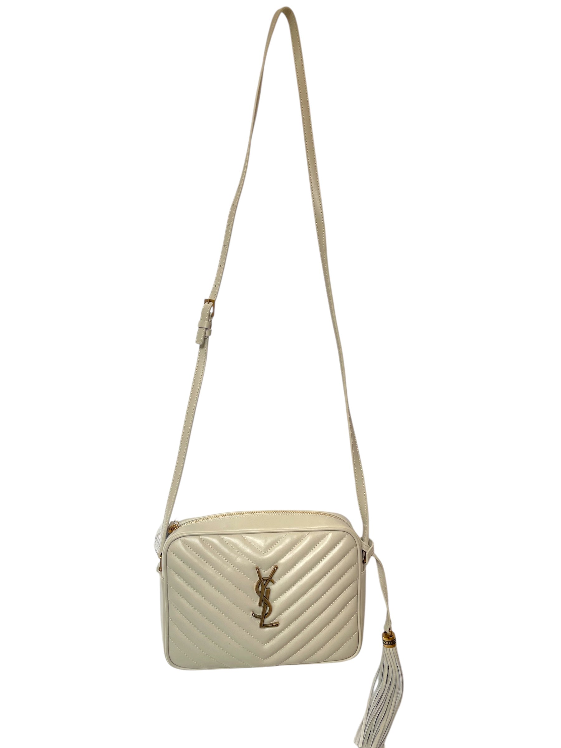 SAINT LAURENT/Cross Body Bag/Leather/WHT/camera lou/gld hardware view 1