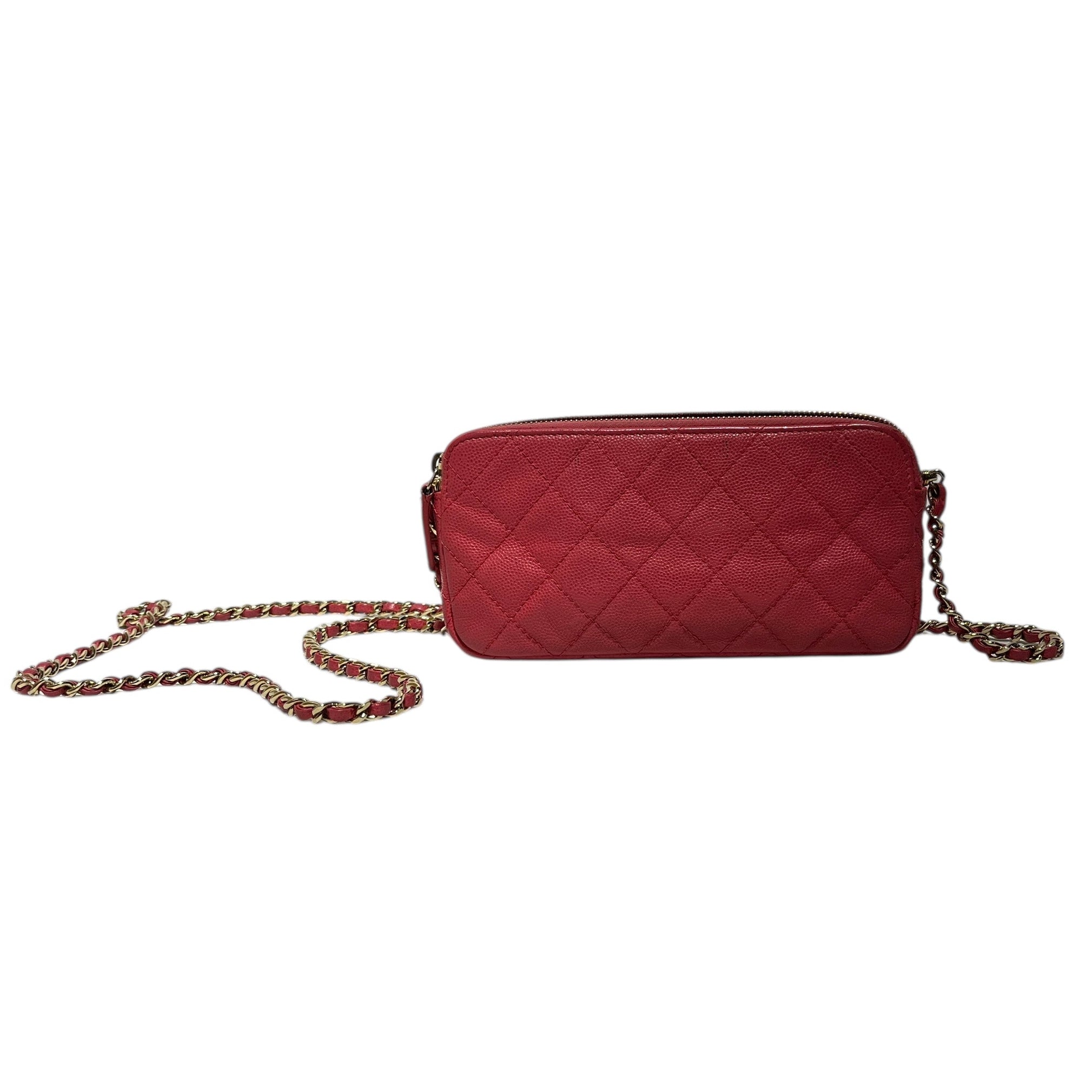 CHANEL/Cross Body Bag/Leather/PNK/CAVIAR DOUBLE ZIP view 2