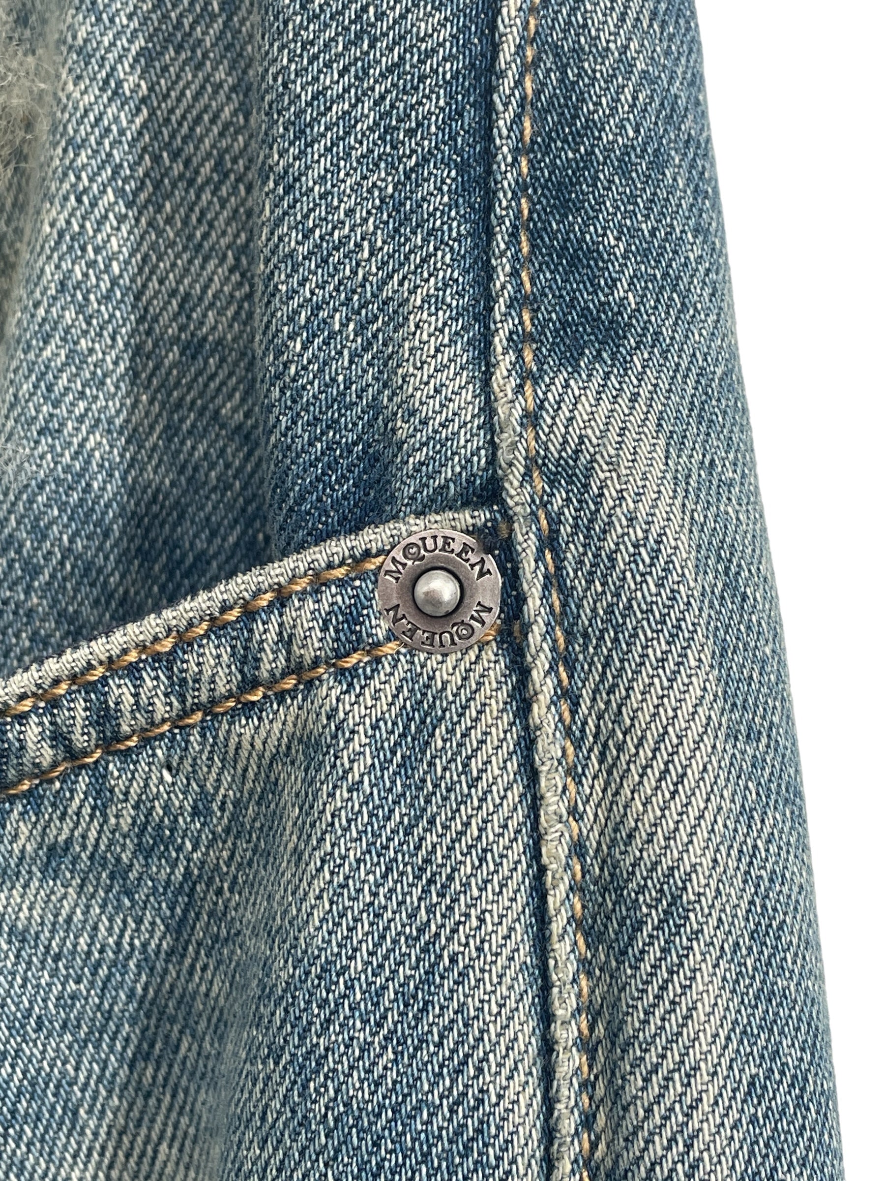 Alexander McQueen/Skinny Pants/28/Cotton/BLU/SHEARLING TRIM JEANS INDIGO view 3