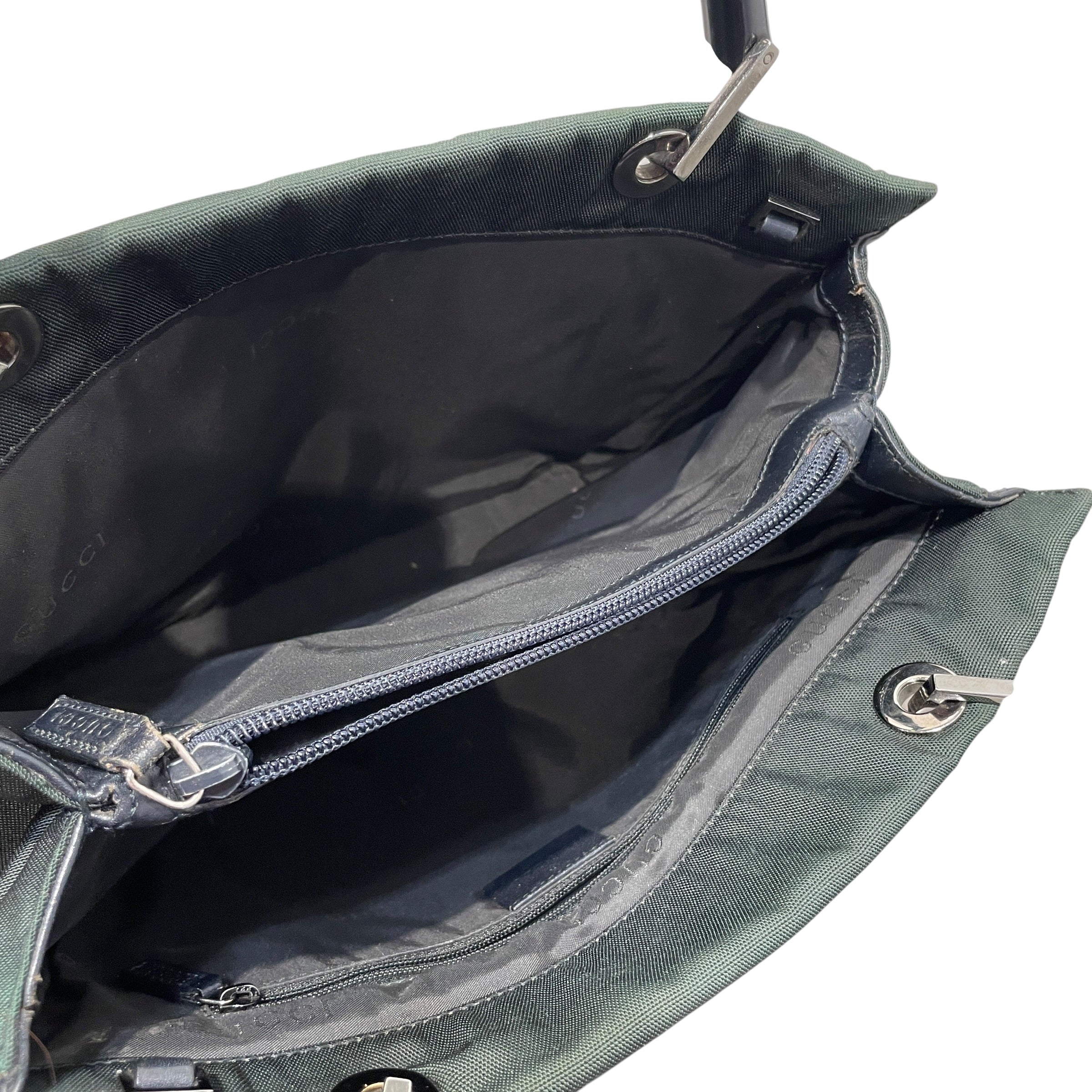 GUCCI/Bag/Nylon/GRN/Bambo Handle Green Tote view 6