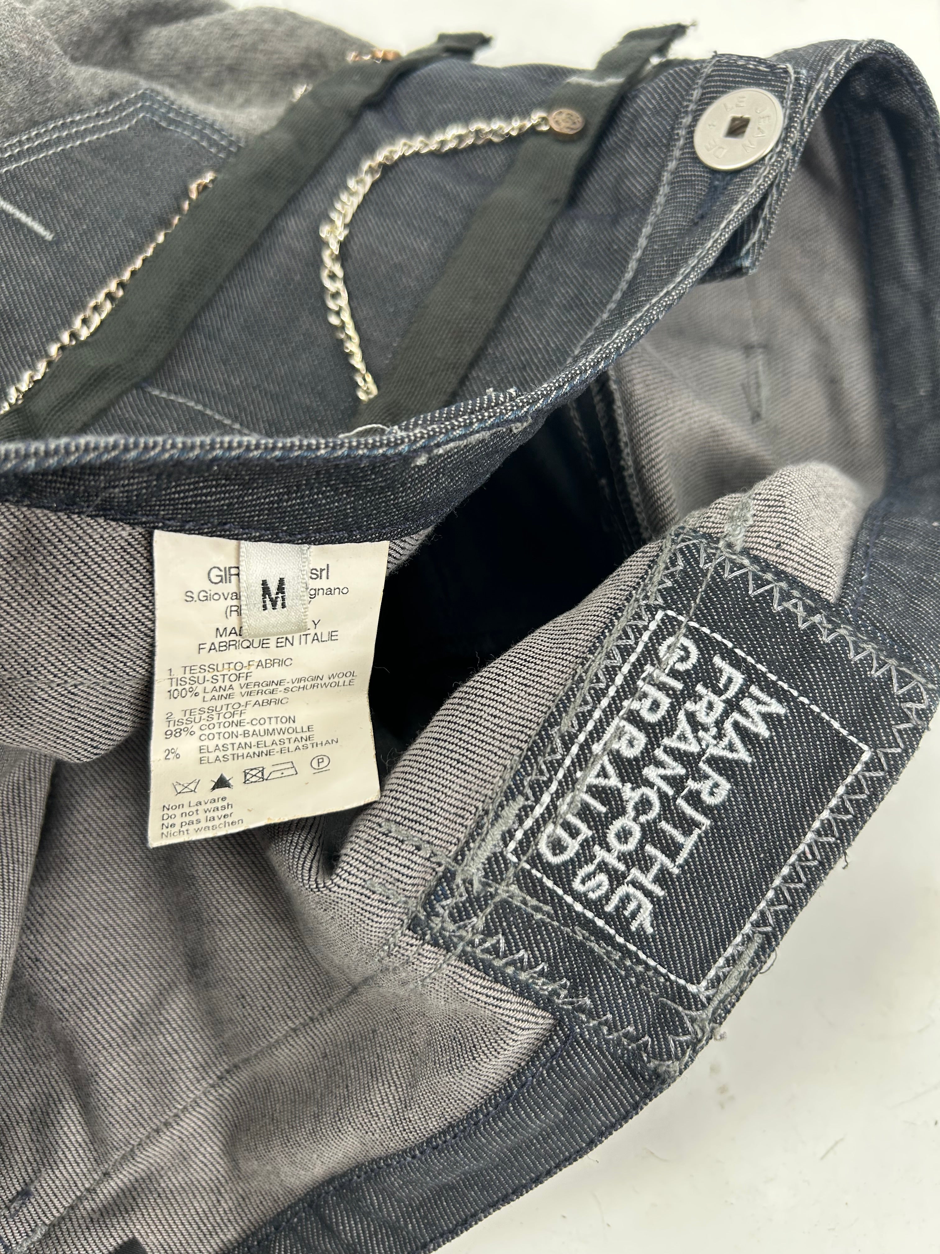 MARITHE FRANCOIS GIRBAUD/Skirt/M/Denim/GRY/DENIM WAIST WOOL BOTTOM CHAINS view 3