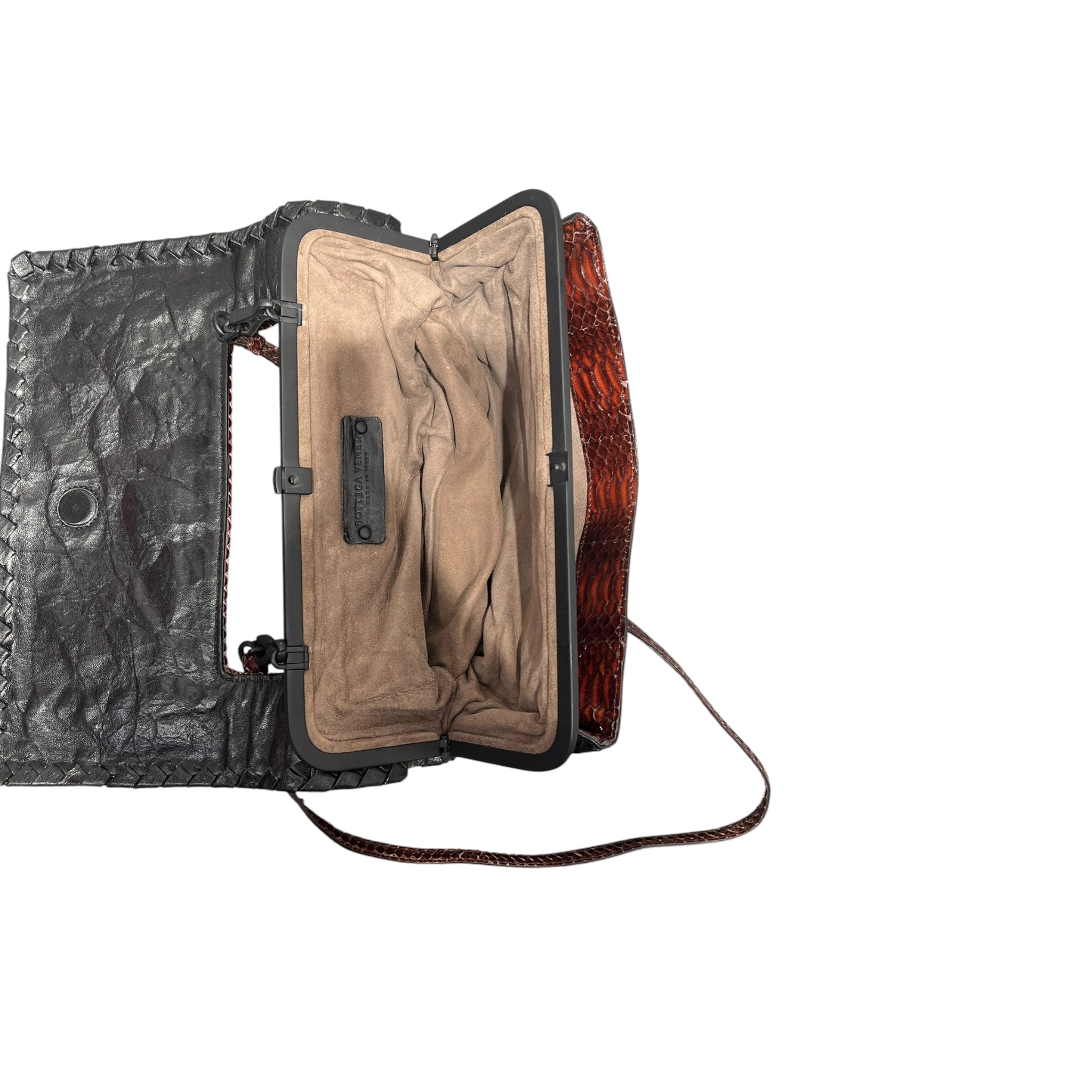 BOTTEGA VENETA/Bag/Animal Pattern/Leather/BRW/PYTHON EVENING SHOULDER BAG view 3