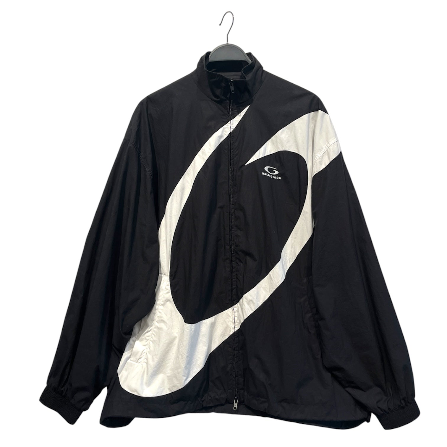 BALENCIAGA/Windbreaker/XS/Polyester/BLK/Stripe/white stripe/tracksuit jacket view 1