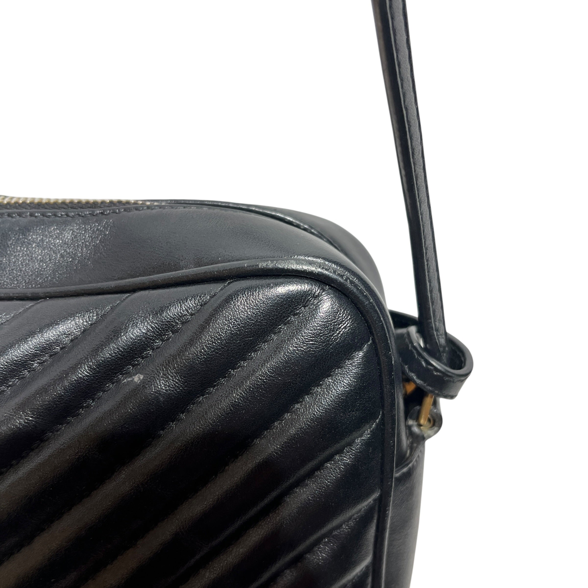 YVES SAINT LAURENT/Cross Body Bag/Leather/BLK/chevron camera bag view 10