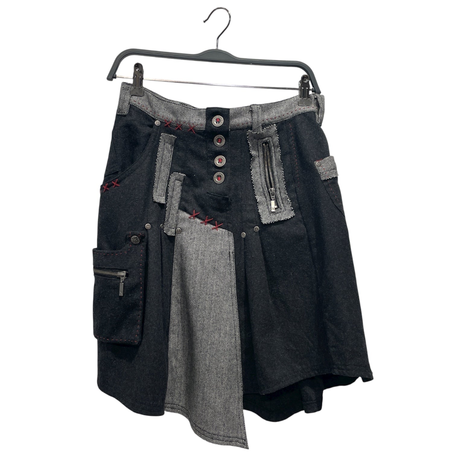 NTS JEANS JAPAN /Skirt/34/Plaid/Cotton/GRY/Midi Length/NTS JAPAN PATCHWORK PLAID SKIR view 1