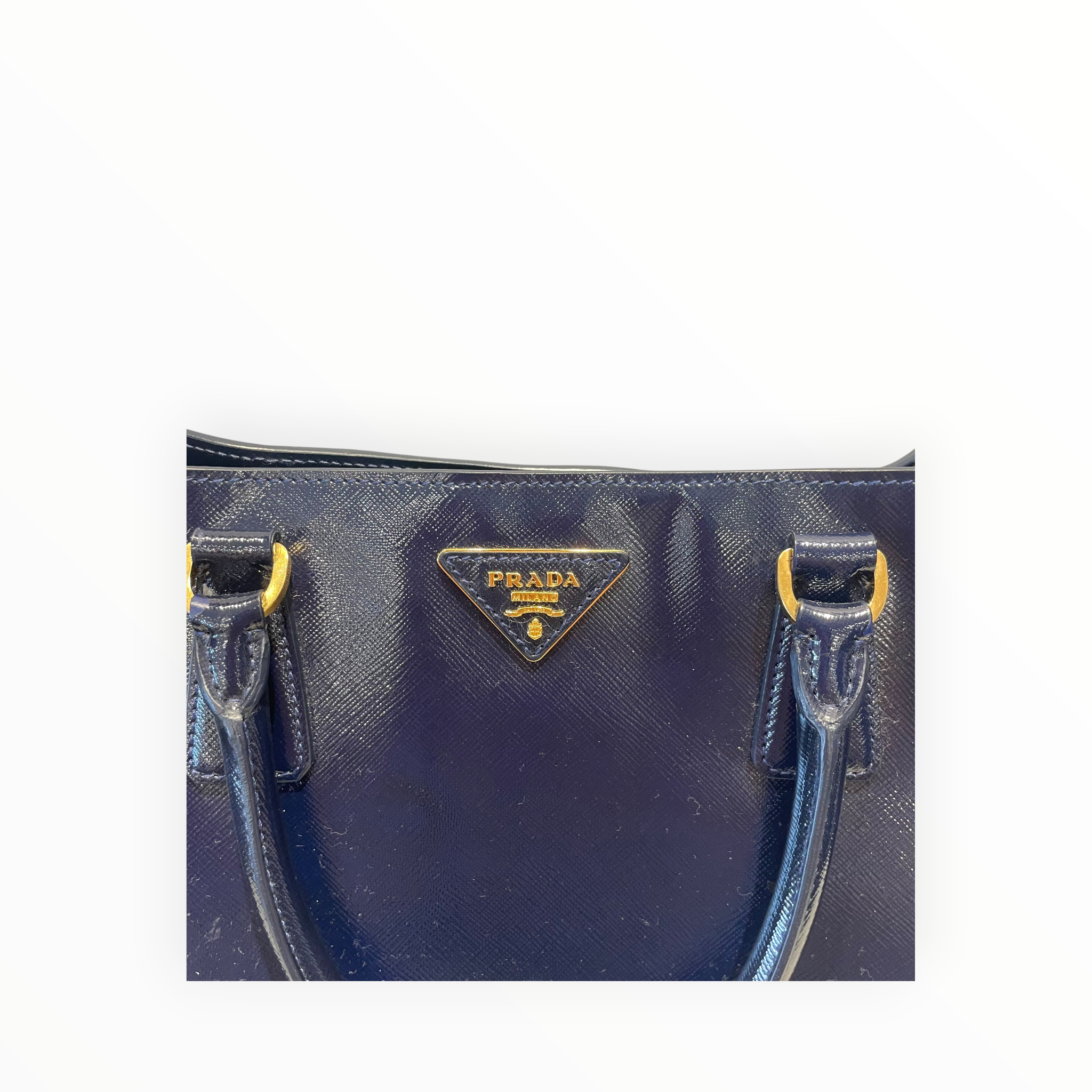 PRADA/Tote Bag/Leather/NVY/SAFFIANO VERNICE TOTE view 6