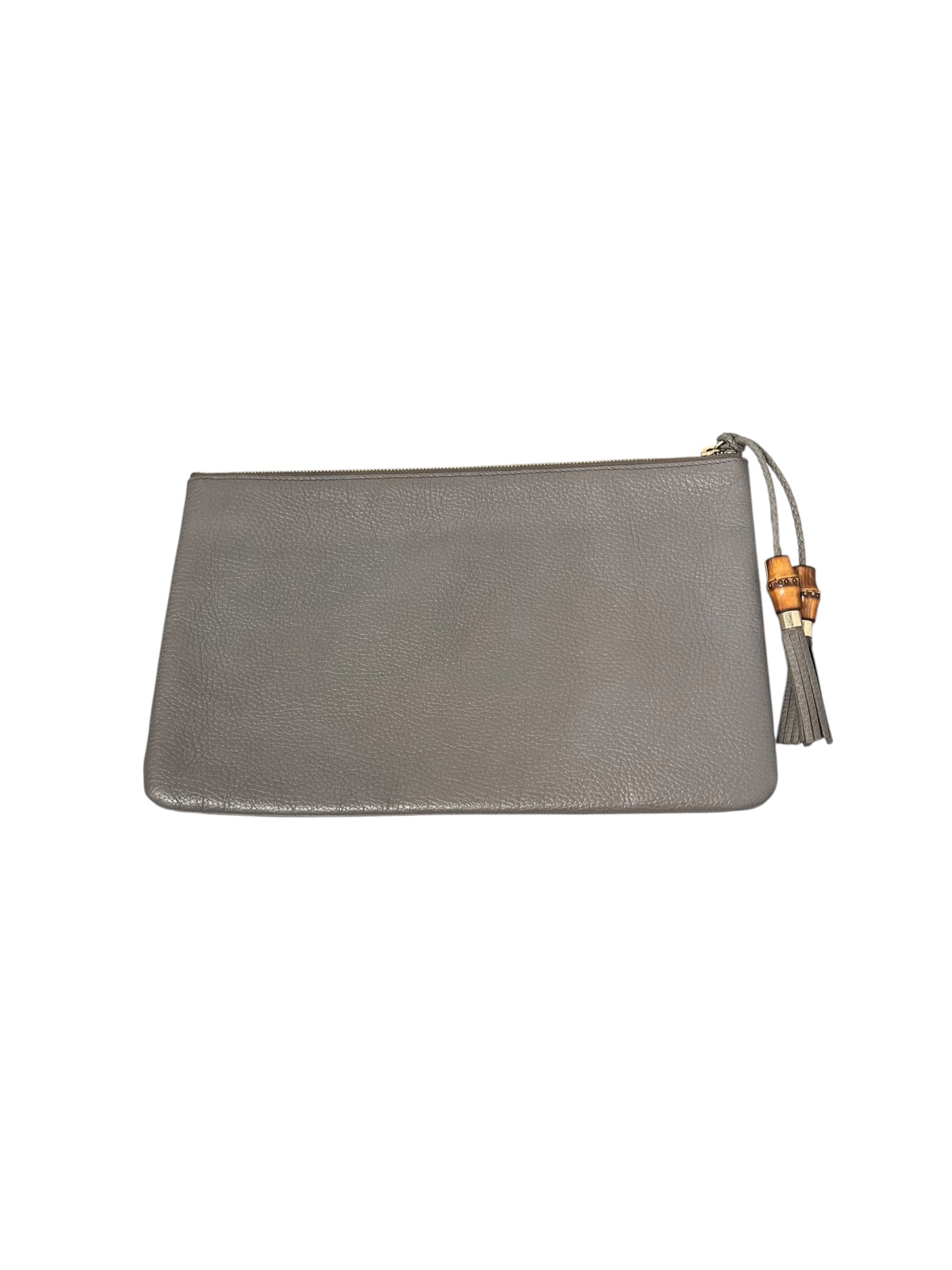 GUCCI/Pouch/Leather/GRY/BAMBOO POUCH view 6