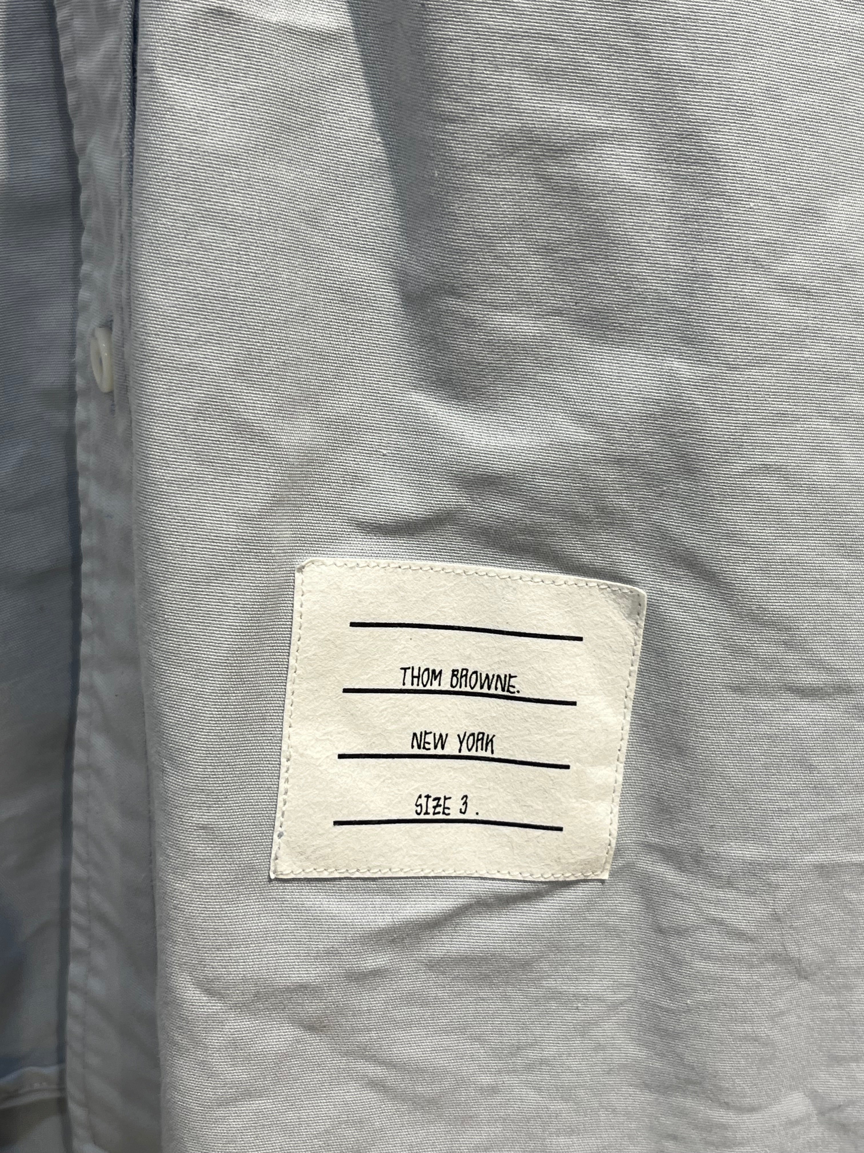 THOM BROWNE. NEW YORK/SS Shirt/3/Cotton/BLU/BABY BLUE 3 STRIPE SLEEVE view 5