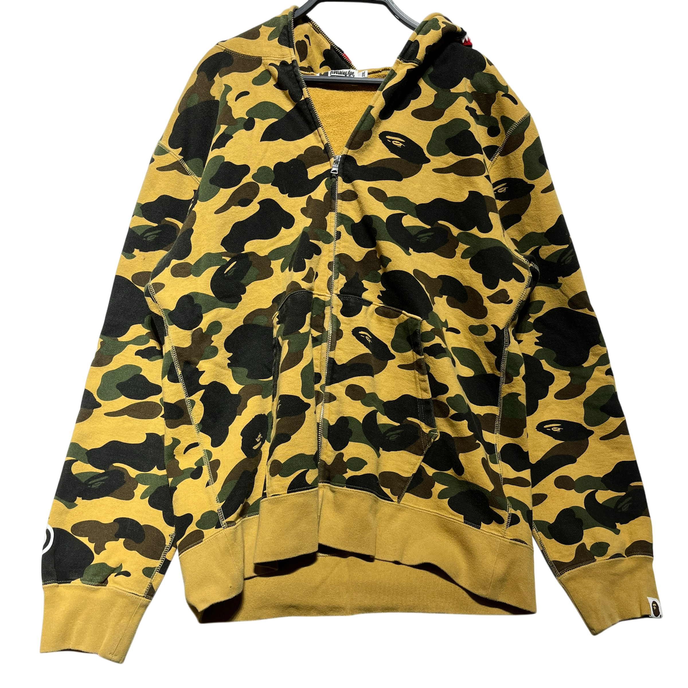 A BATHING APE/Zip Up Hoodie/XXL/Cotton/YEL/camo zip up view 1