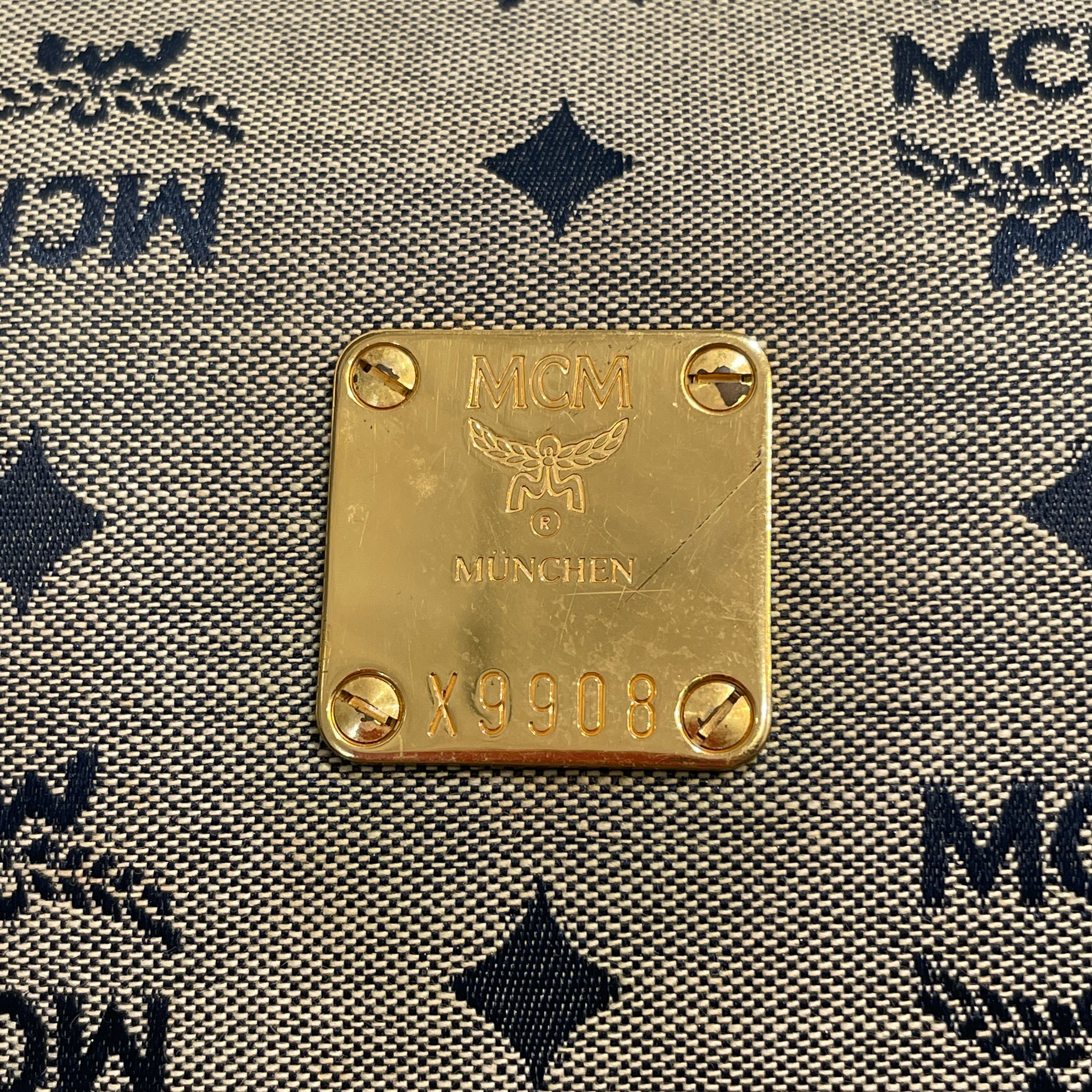 MCM/Bag/Monogram/Denim/NVY/Gold-Tone Denim Hobo Bag view 5