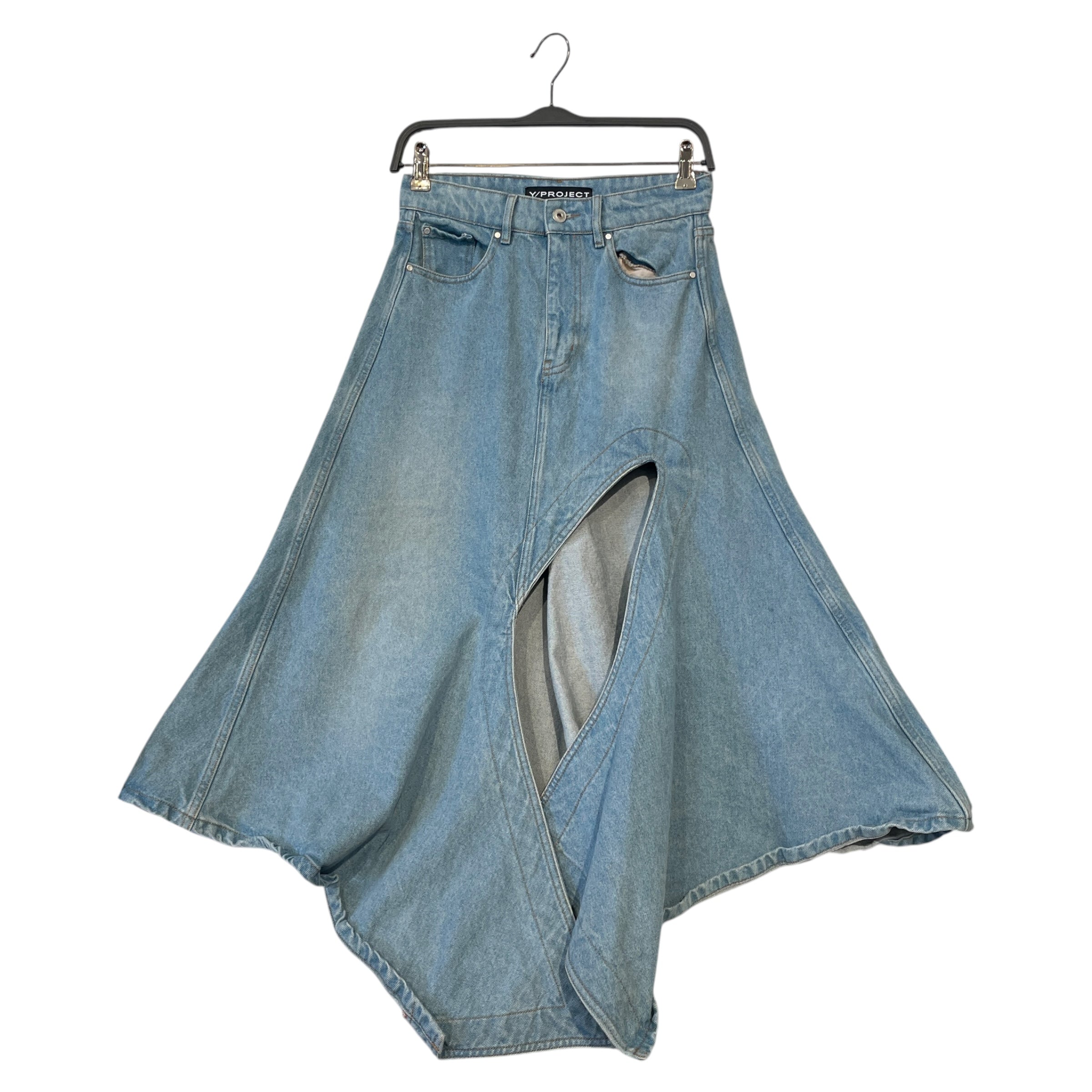 Y/PROJECT/Long Skirt/26/Denim/IDG/Flare/ASYMMETRICAL CUT OUT view 1