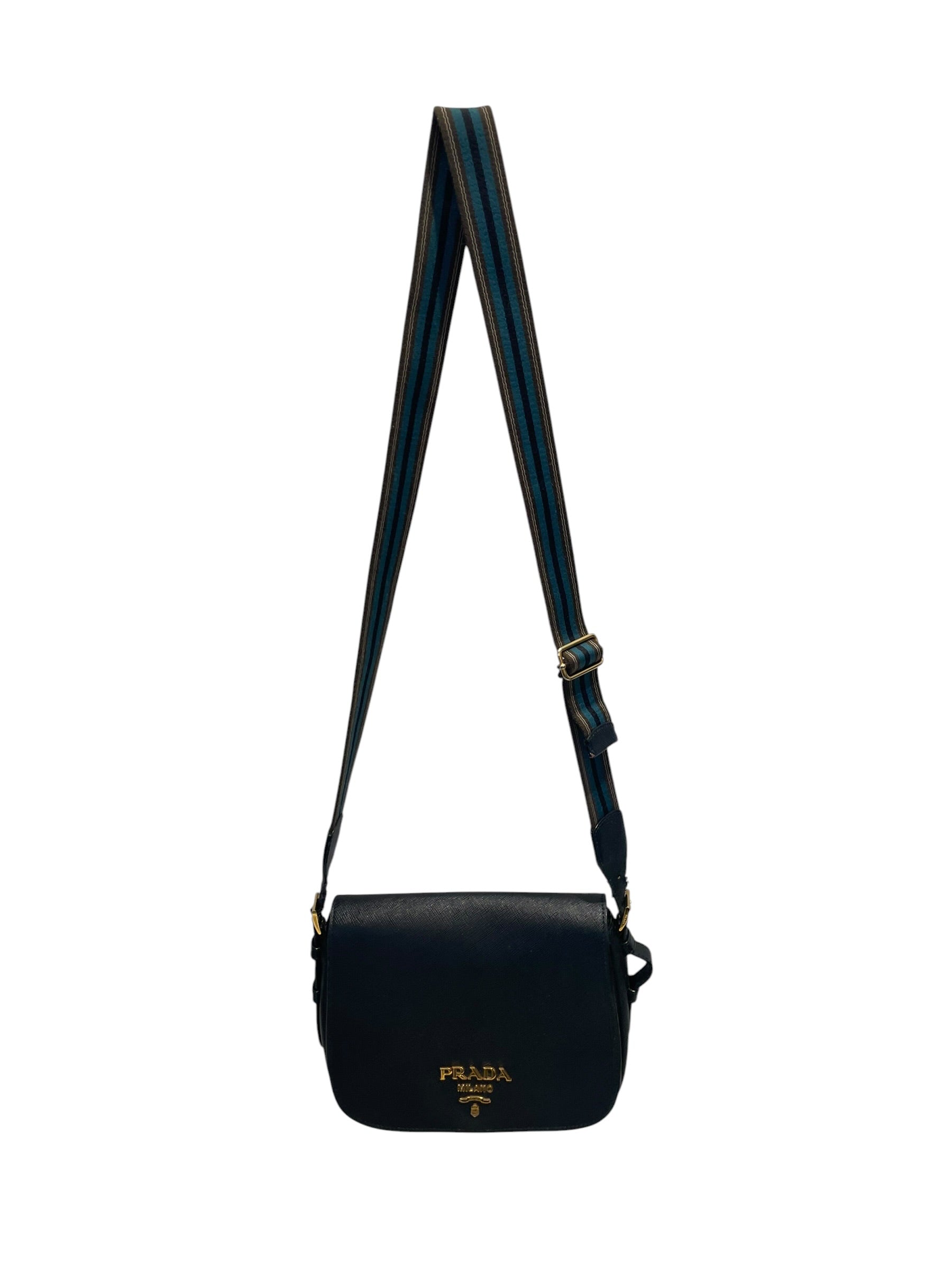 PRADA/Cross Body Bag/Leather/BLK/Saffiano Lux Bag view 1
