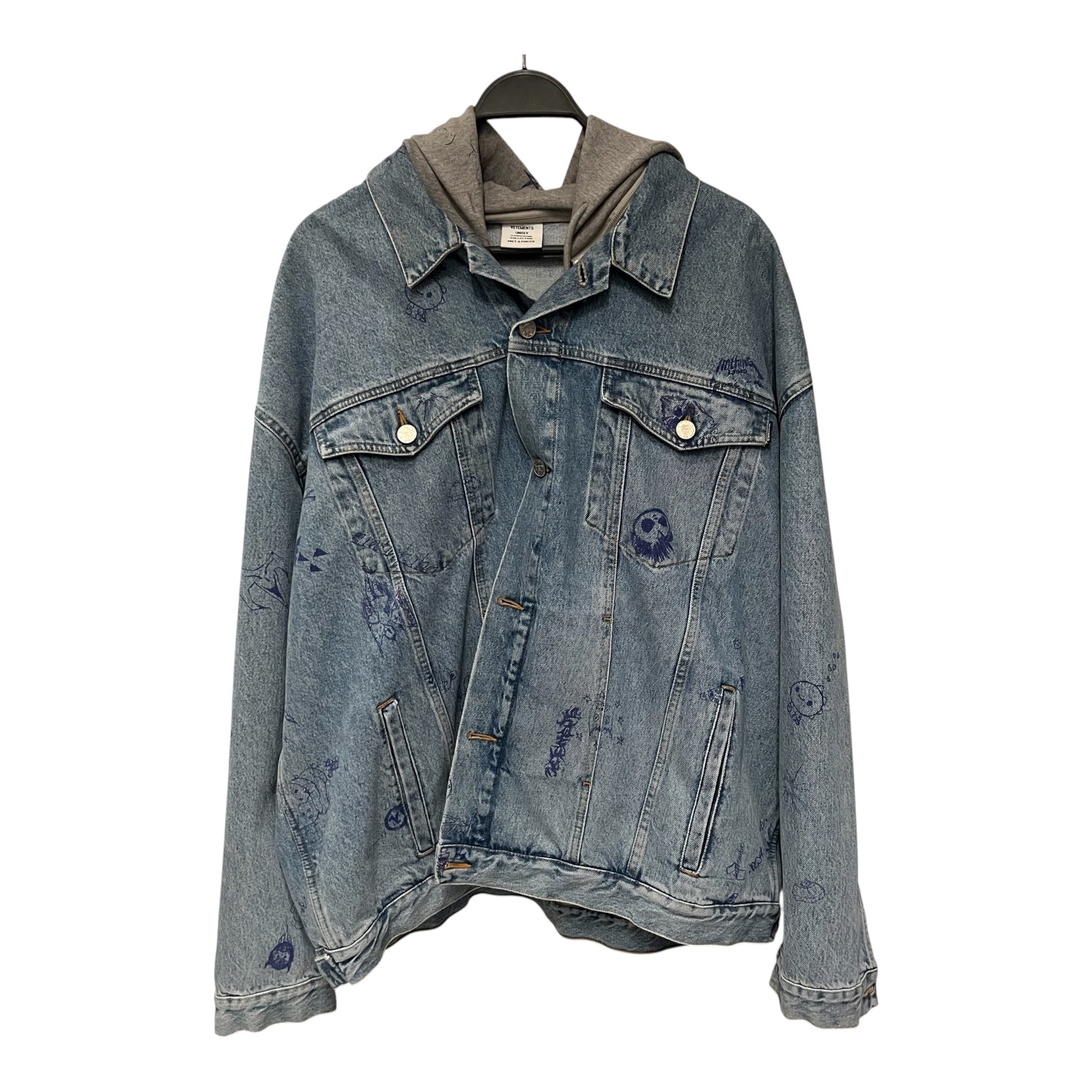 VETEMENTS/Denim Jkt/M/Denim/BLU/scribbled view 1