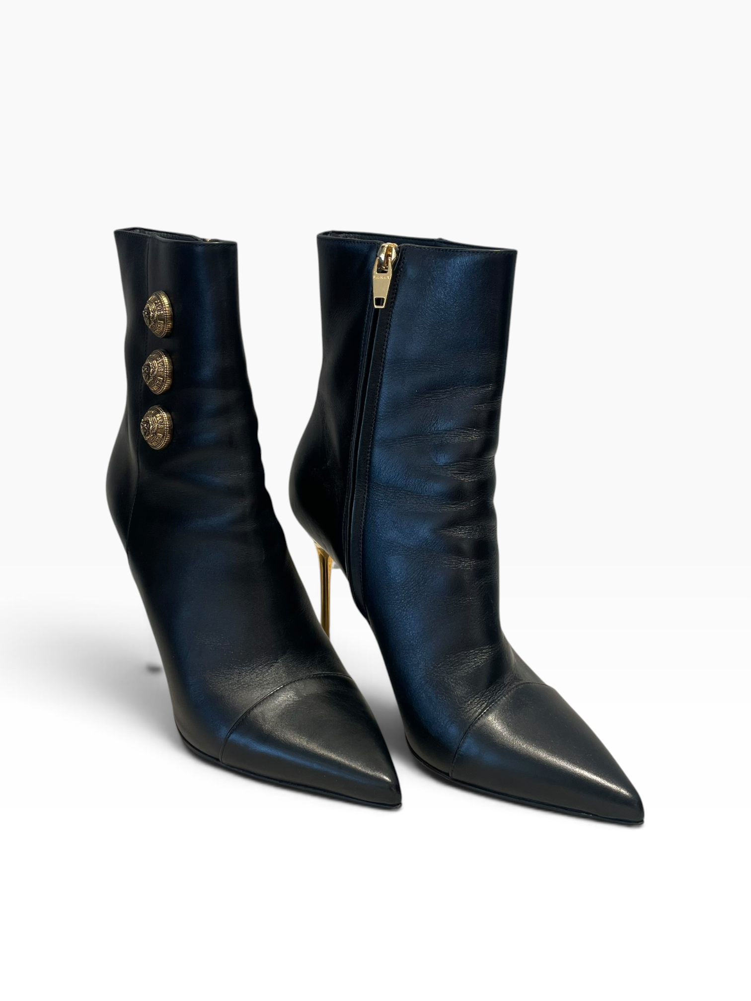 BALMAIN/Booties/EU 40/Leather/BLK/Roni - Gold Embossed Buttons view 1