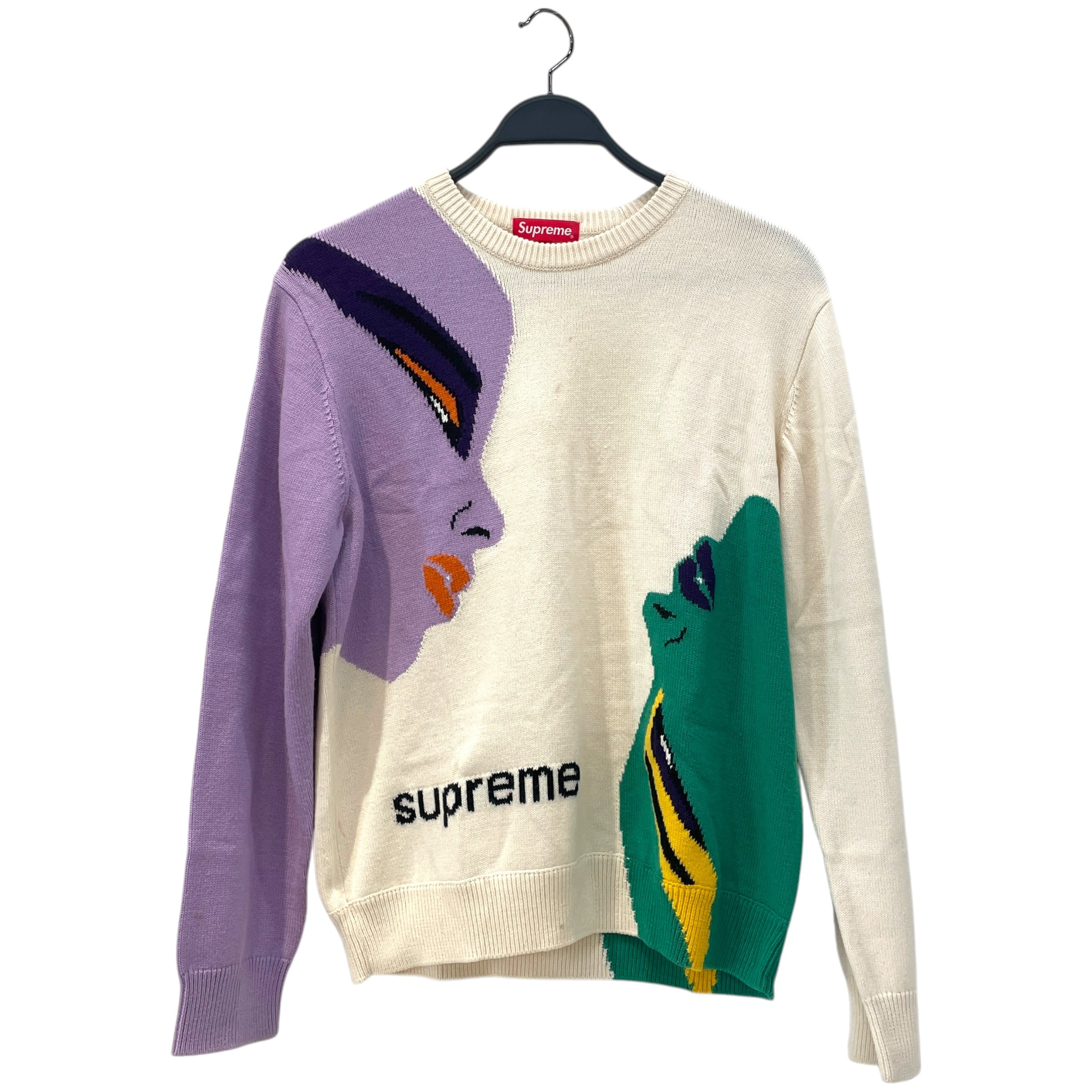 Supreme/Sweater/S/All Over Print/Acrylic/CRM/SUPREME FACES SWEATER IN CREAM view 1