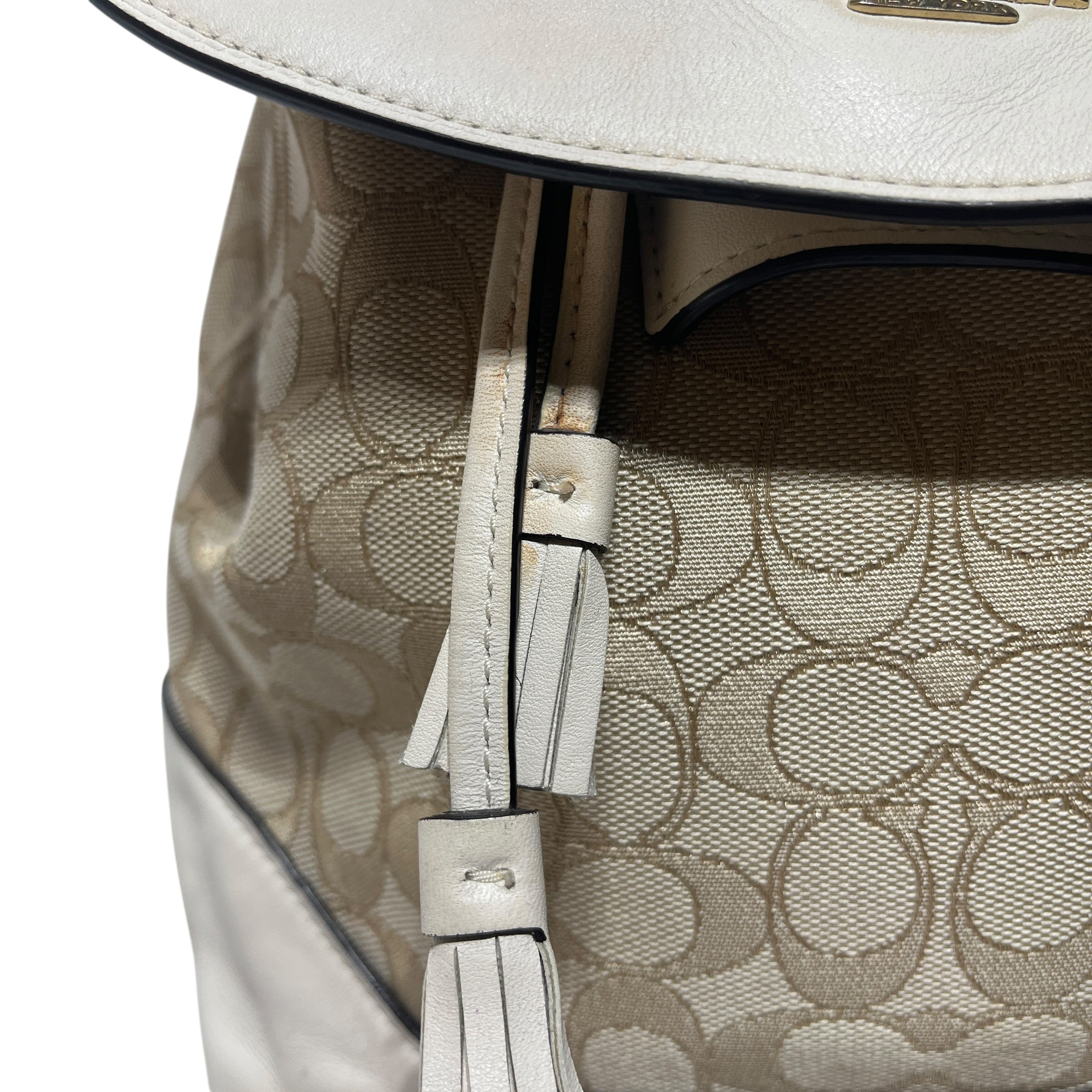 COACH/Backpack/Monogram/Leather/WHT/gold chain backpack view 7