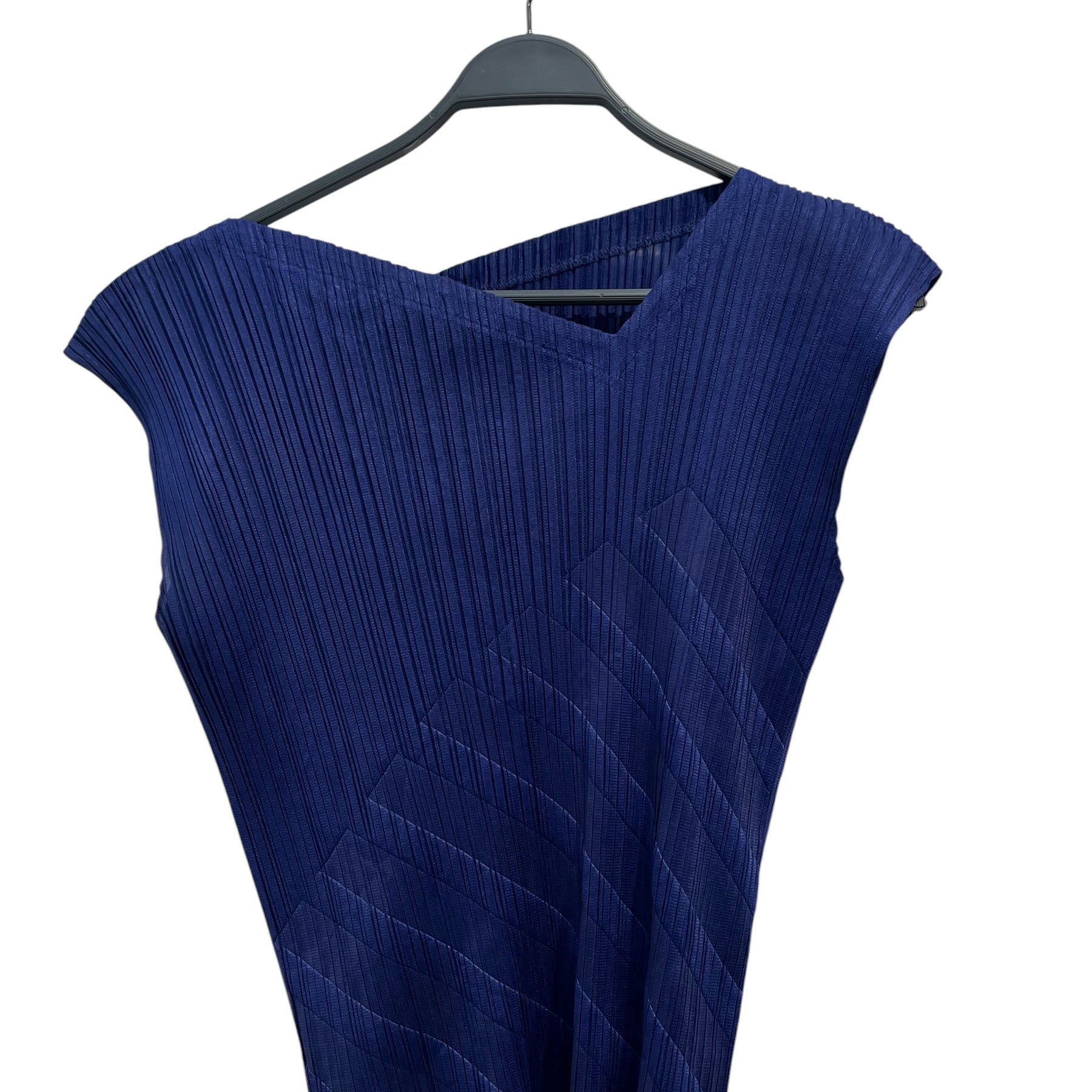PLEATS PLEASE ISSEY MIYAKE/SS Blouse/5/Polyester/BLU/ASYM NECK V