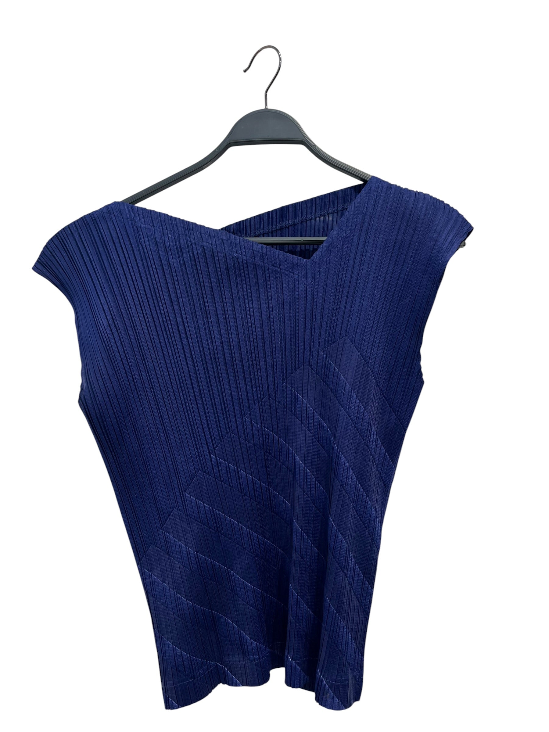 PLEATS PLEASE ISSEY MIYAKE/SS Blouse/5/Polyester/BLU/ASYM NECK V view 1