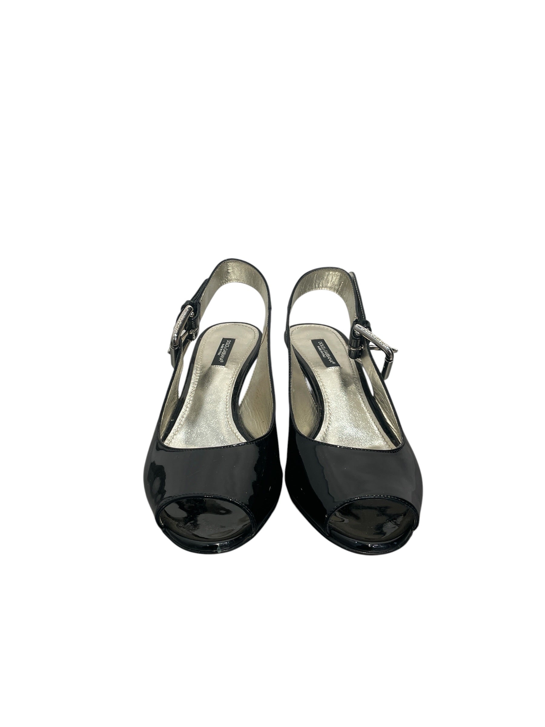 DOLCE&GABBANA/Heels/EU 38/BLK/PATENT LEATHER BUCKLE DETAIL view 4