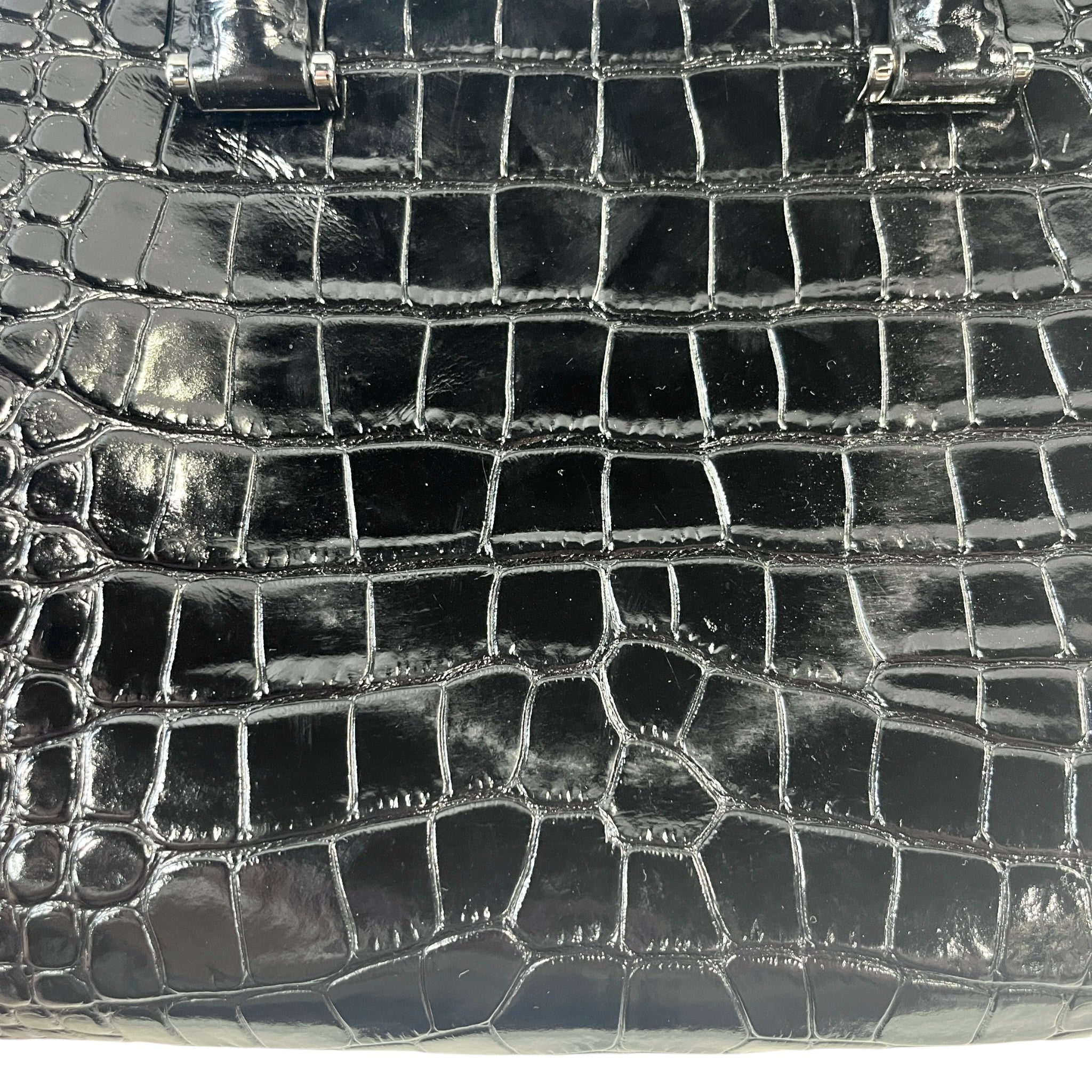 SAINT LAURENT/Hand Bag/Animal Pattern/Suede/BLK/CROCODILE view 8