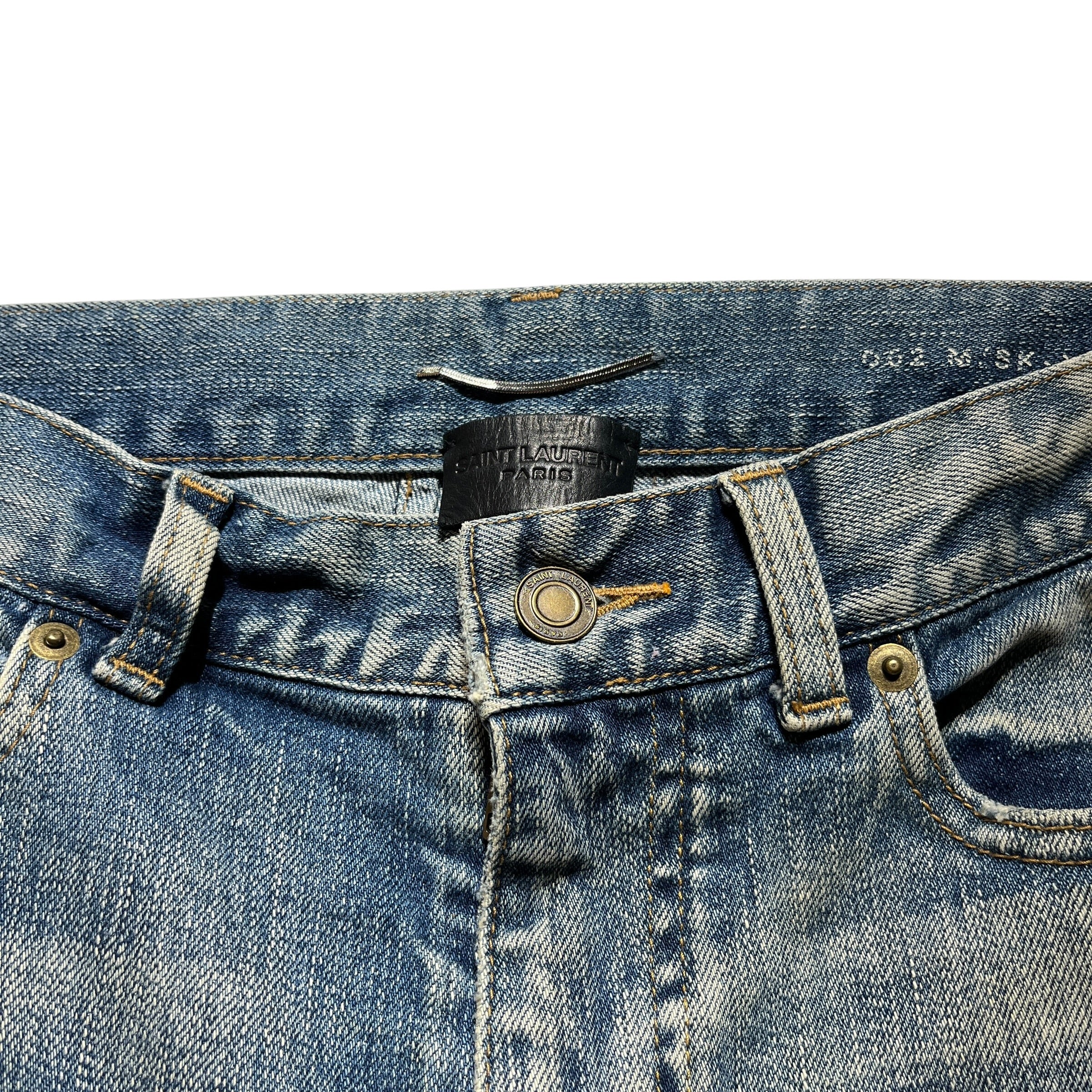SAINT LAURENT/Skinny Pants/27/Cotton/BLU/do2 2016 rips/repairs view 3