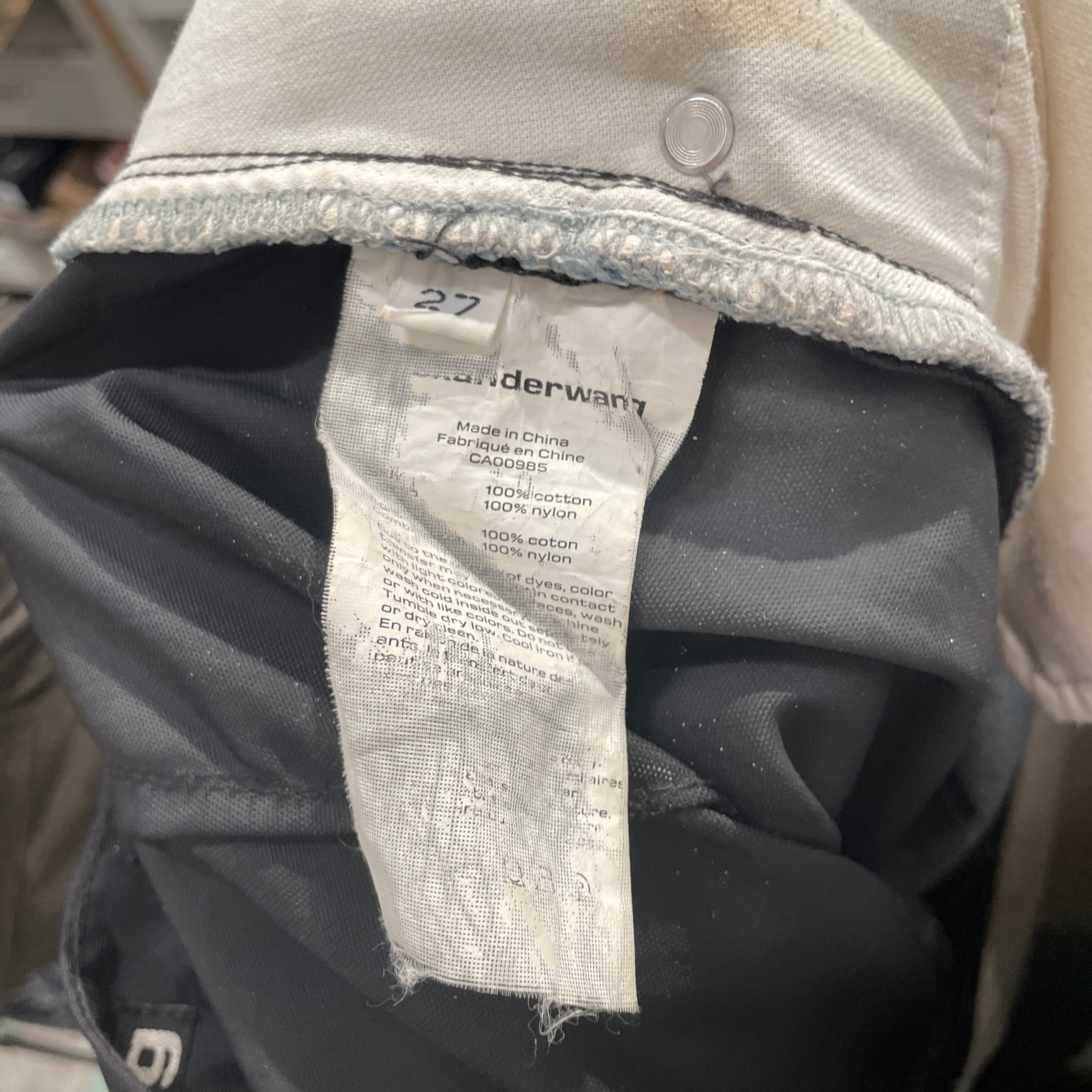 Alexander Wang/Bottoms/27/Cotton/BLU/HALF DENIM  HALF NYLON SPLIT view 4