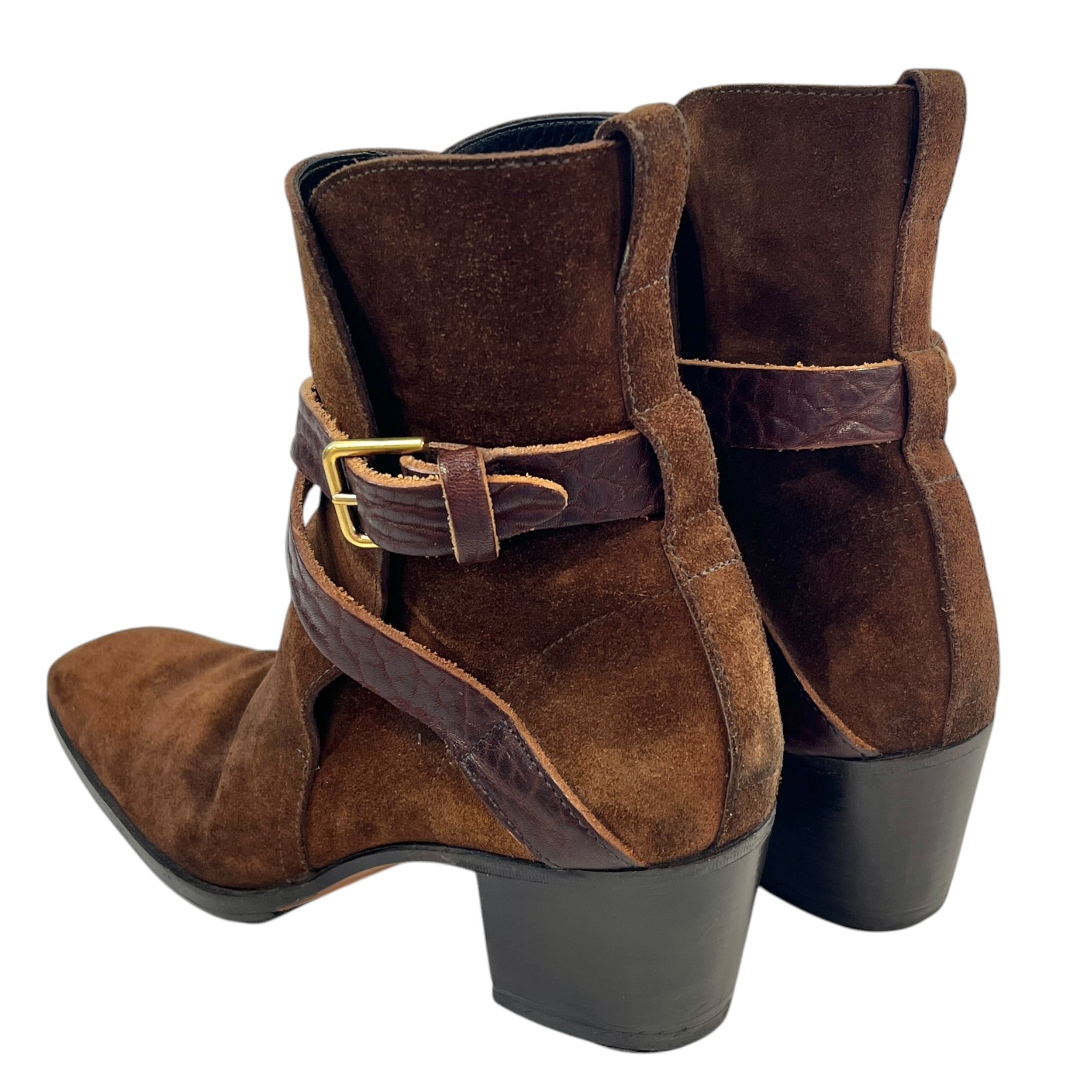 YVES SAINT LAURENT/Biker Boots/EU 40/Suede/BRW/LEATHER ANKLE BOOT view 2