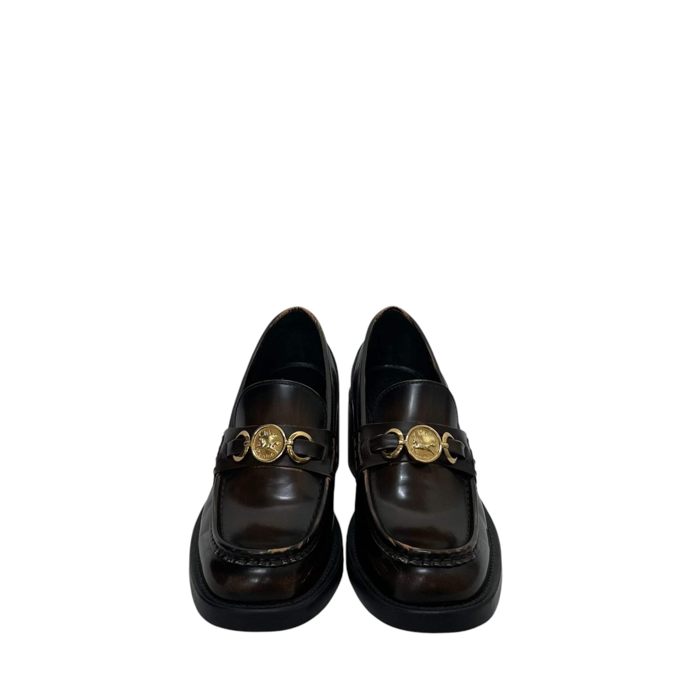 Chloe/Loafers/EU 39.5/Leather/BRW/DAKOTA HEELED LOAFER view 3