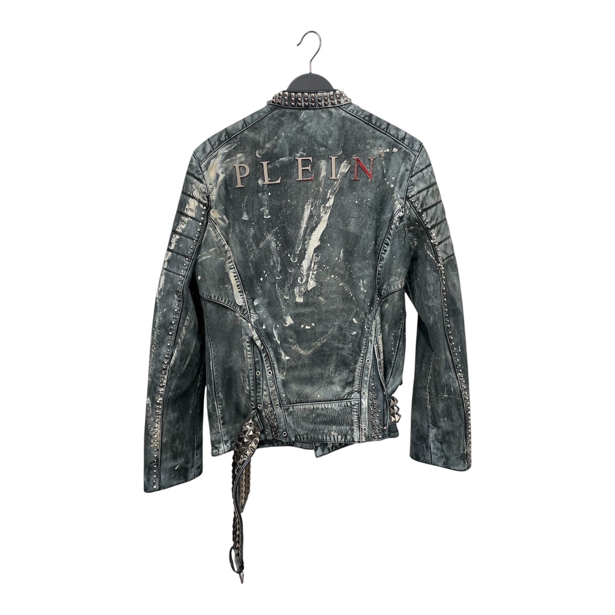PHILIPP PLEIN/Leather Jkt/L/Leather/GRY/All Over Print/STUDDED GRAFFITI JACKET view 2