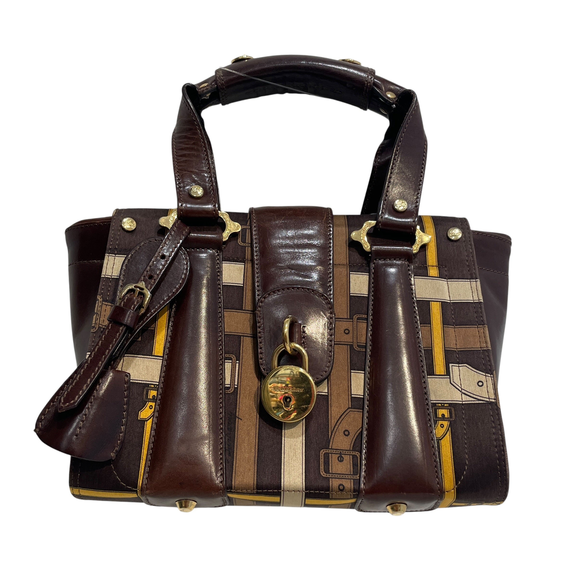 BURBERRY/Hand Bag/All Over Print/Leather/BRW/Two Handle Satchel Lock & Key view 1
